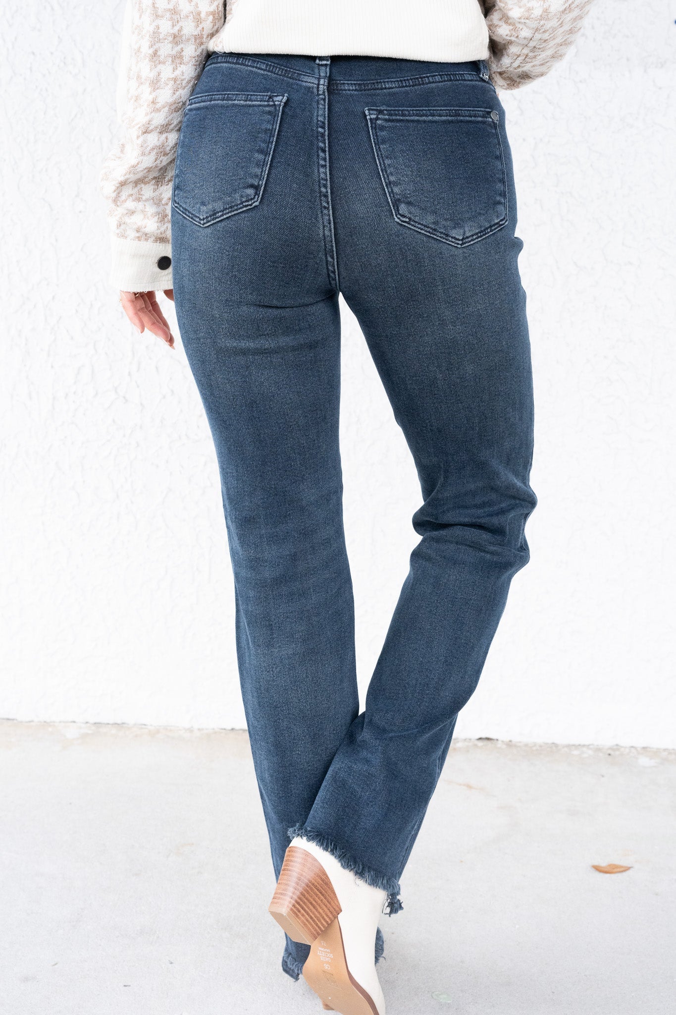 Button Up Buttercup By Judy Blue - High Rise Button Fly Hem Destroy Straight Jeans
