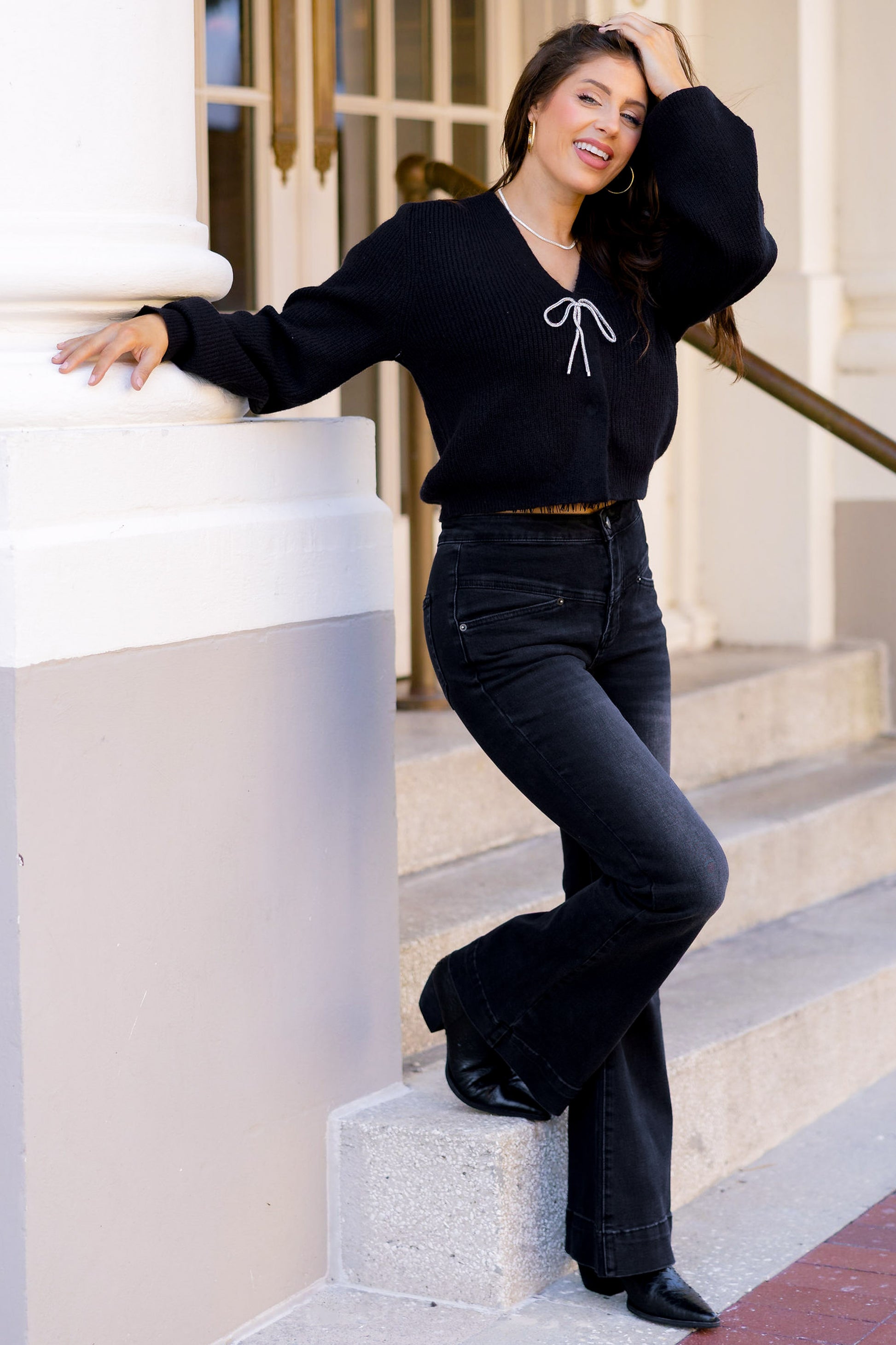 Sexy Back by The Denim BAR  - Flare Jeans in Washed Black - 3 Inseams