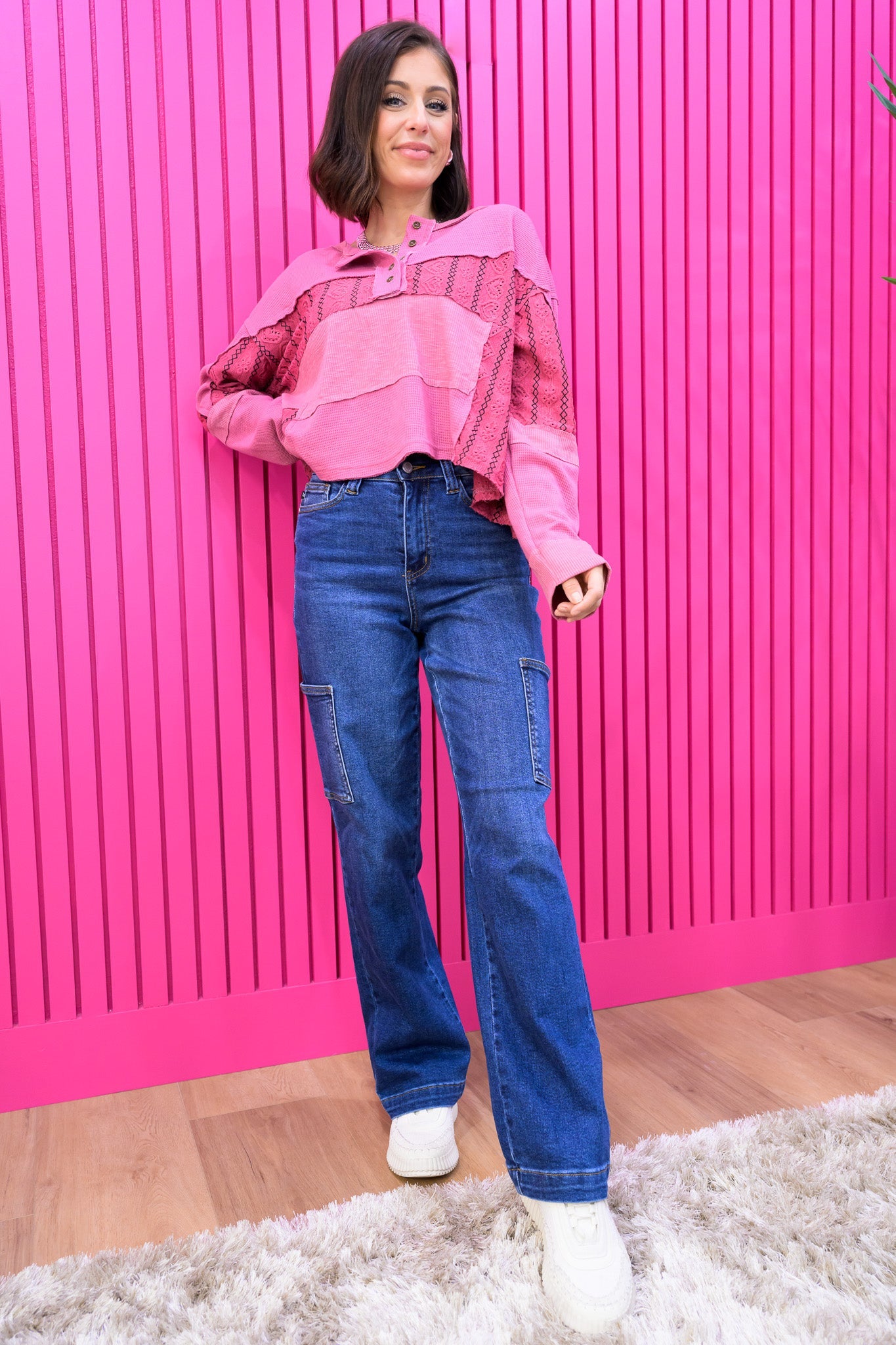 Judy Blue Heidi High Rise Cargo Wide Leg Jeans