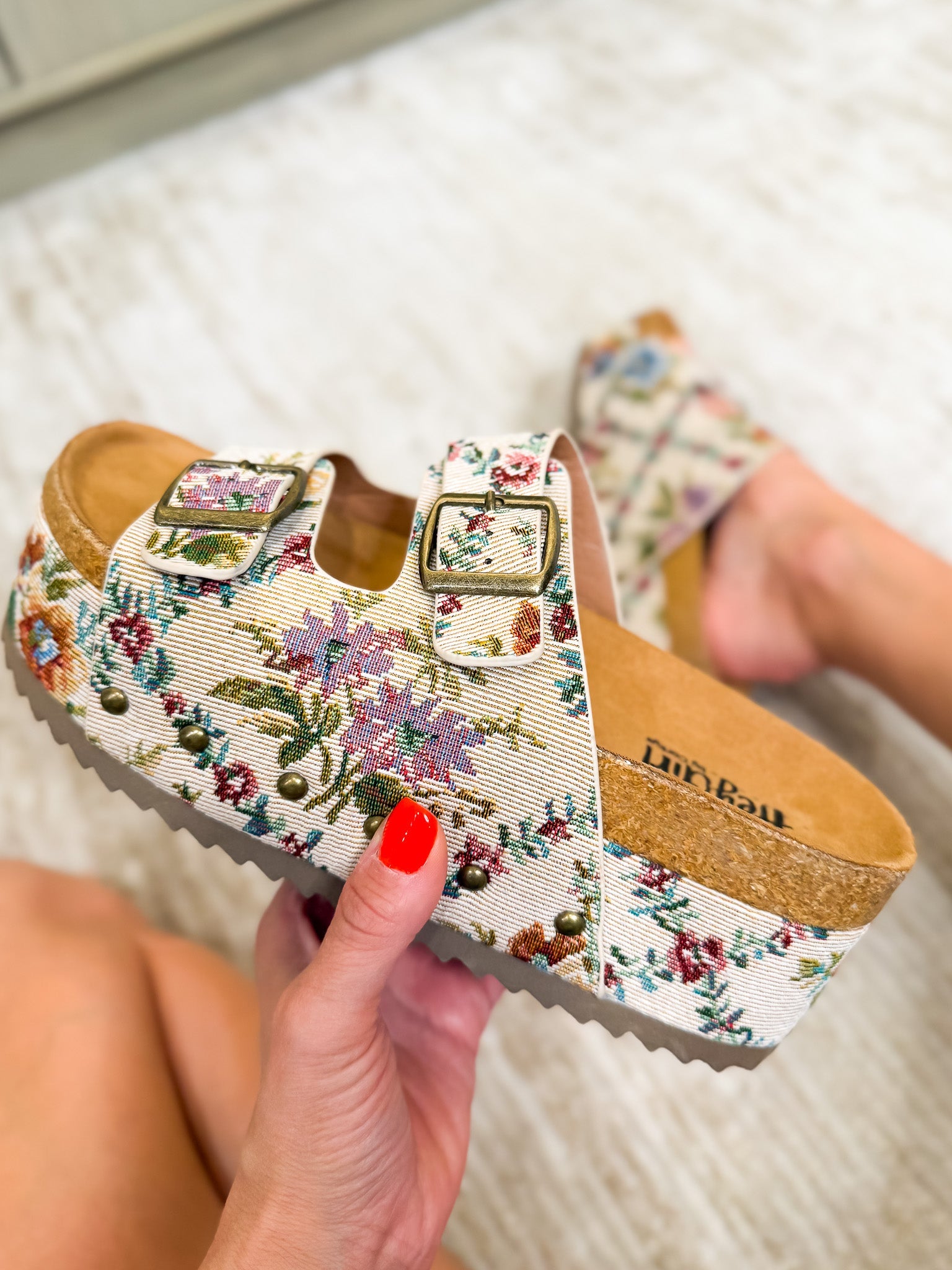 Corky's Wannabe Platform Sandals - Sand Brocade Floral
