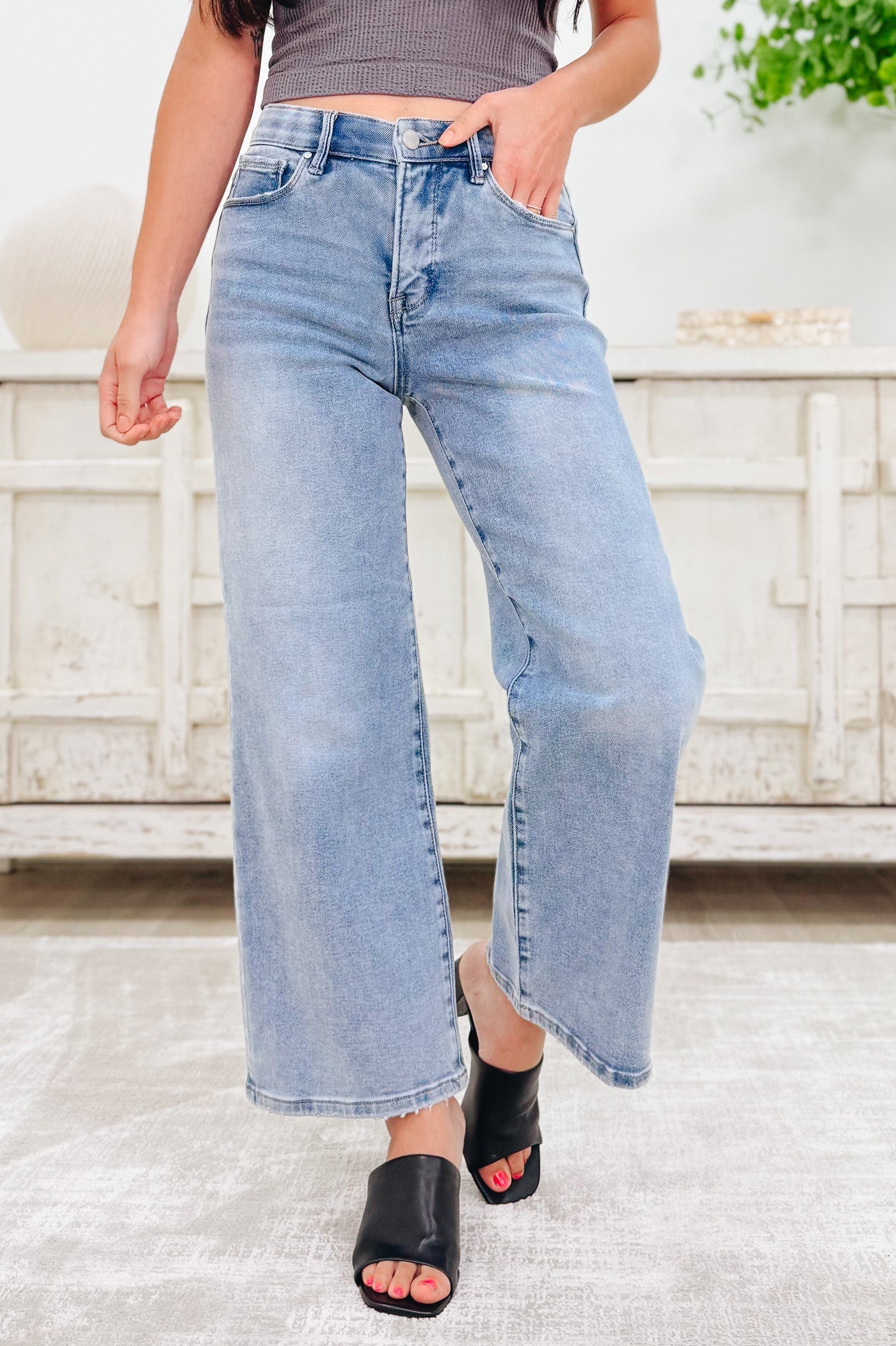 The Alice By Risen - High Rise Crop Wide Leg Jeans - Light