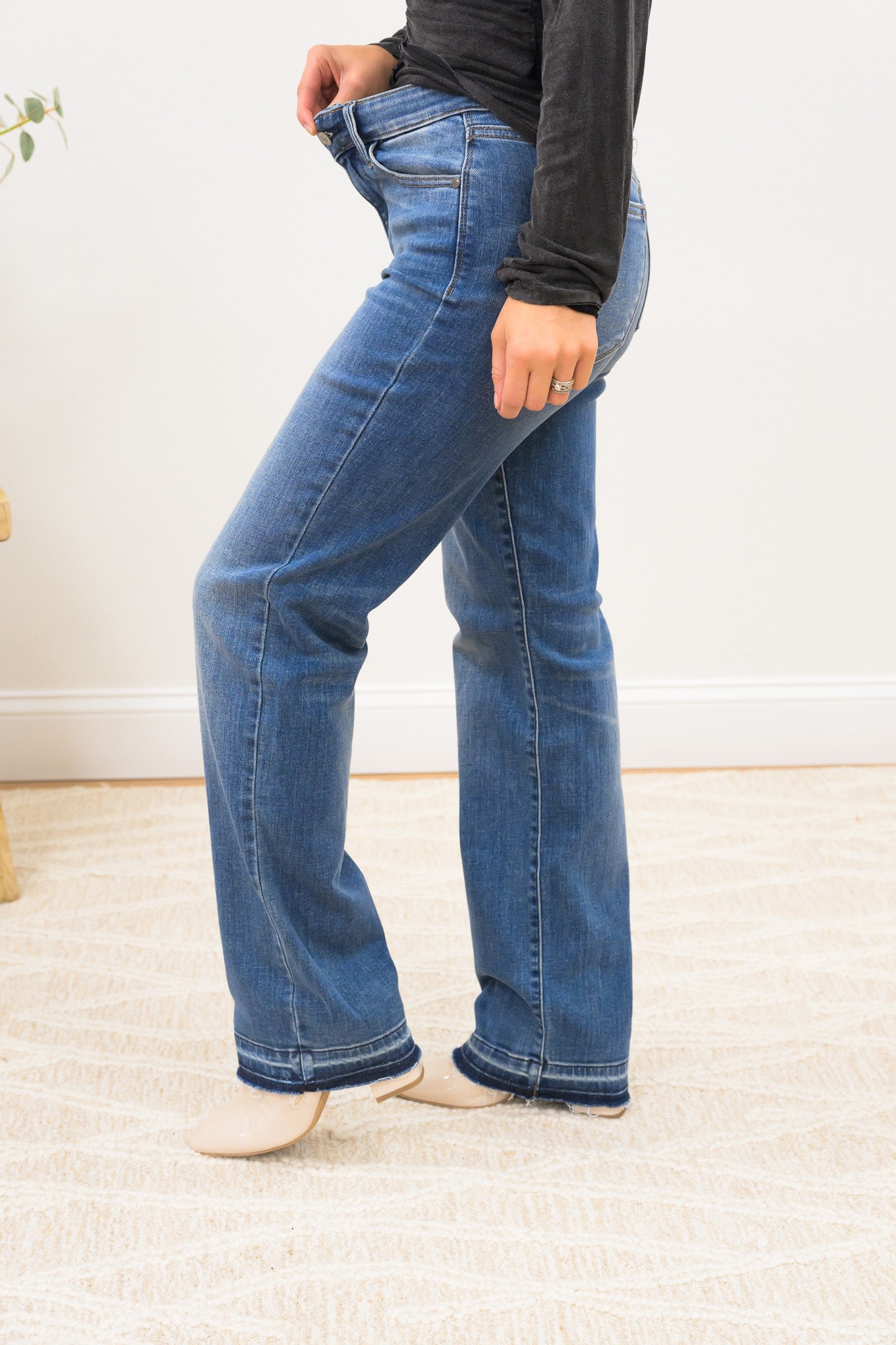 Here For The Party By Judy Blue - Mid Rise Dad Release Hem Jeans