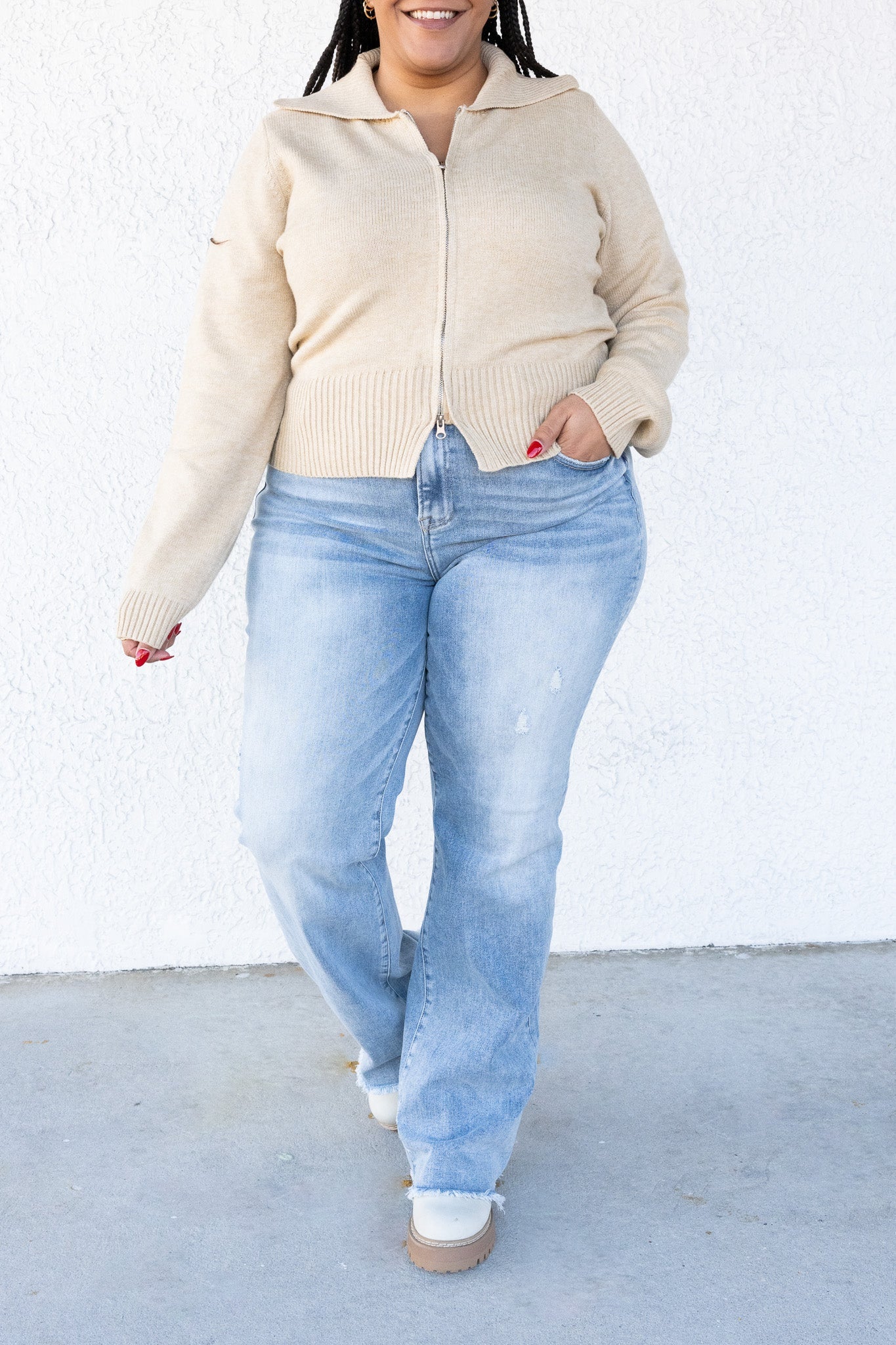 Gimme More By Risen - High Rise Straight Jeans - Light