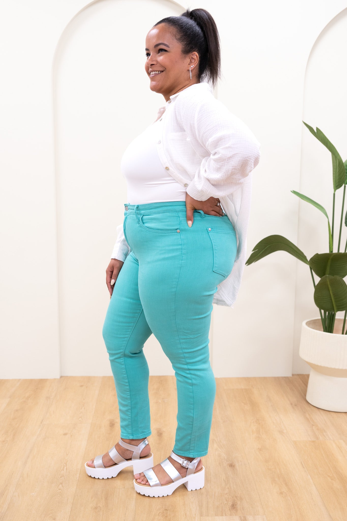 Judy Blue Line 'Em Up High Rise Garment Dyed Slim Jeans *JB