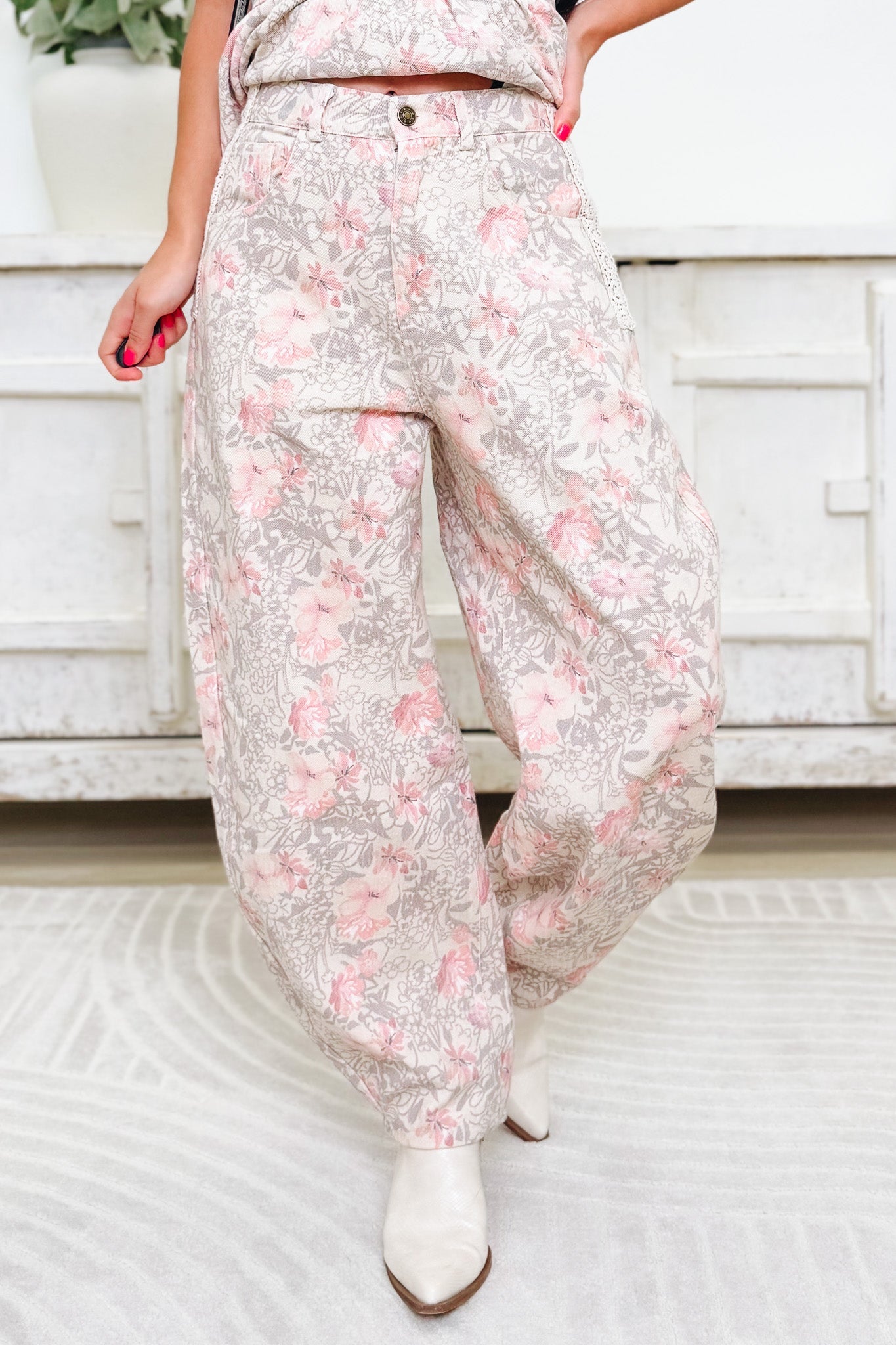 No Hesitation Floral Barrel Pants