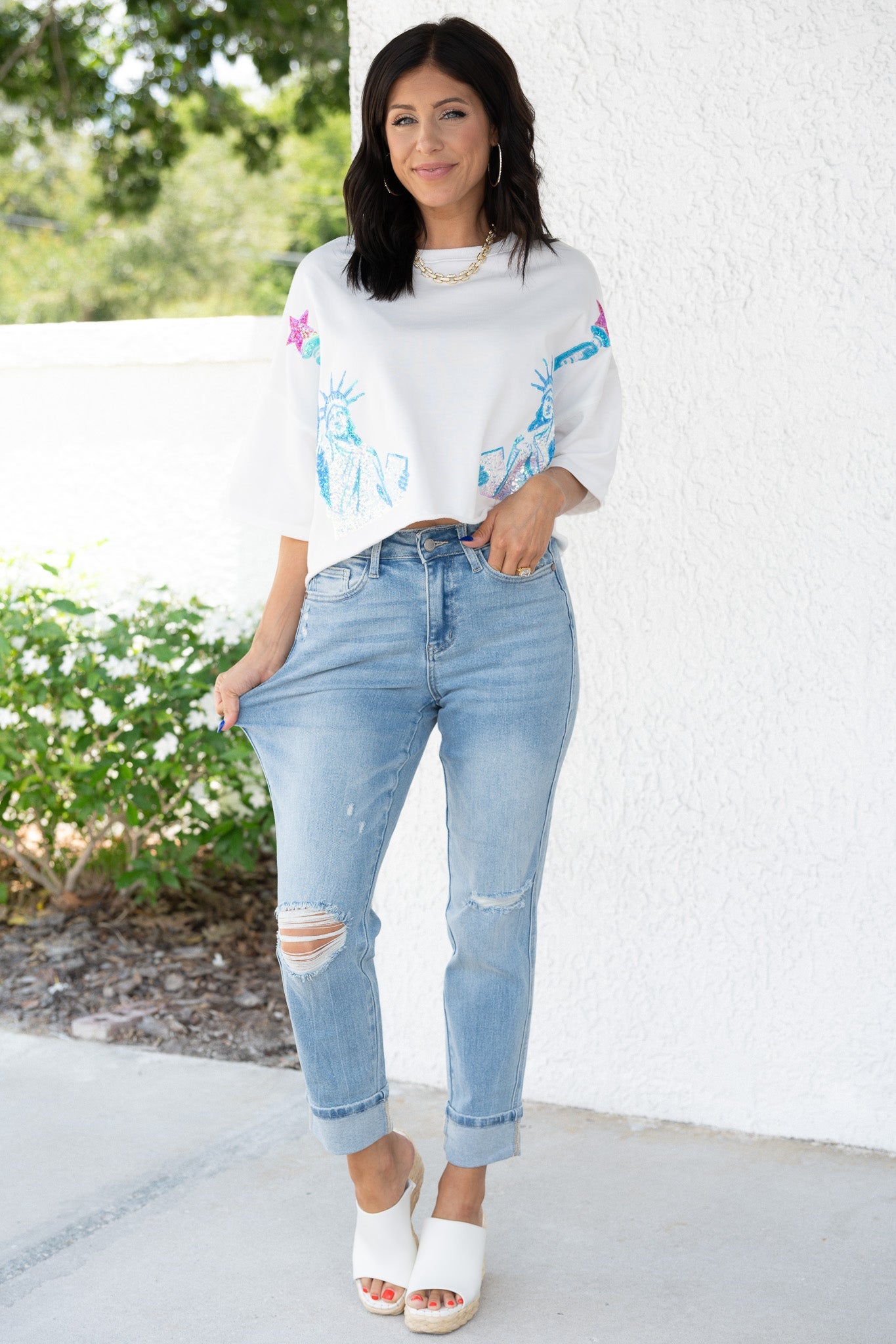 Judy Blue Star Struck Mid Rise Cuff Boyfriend Jeans *JB