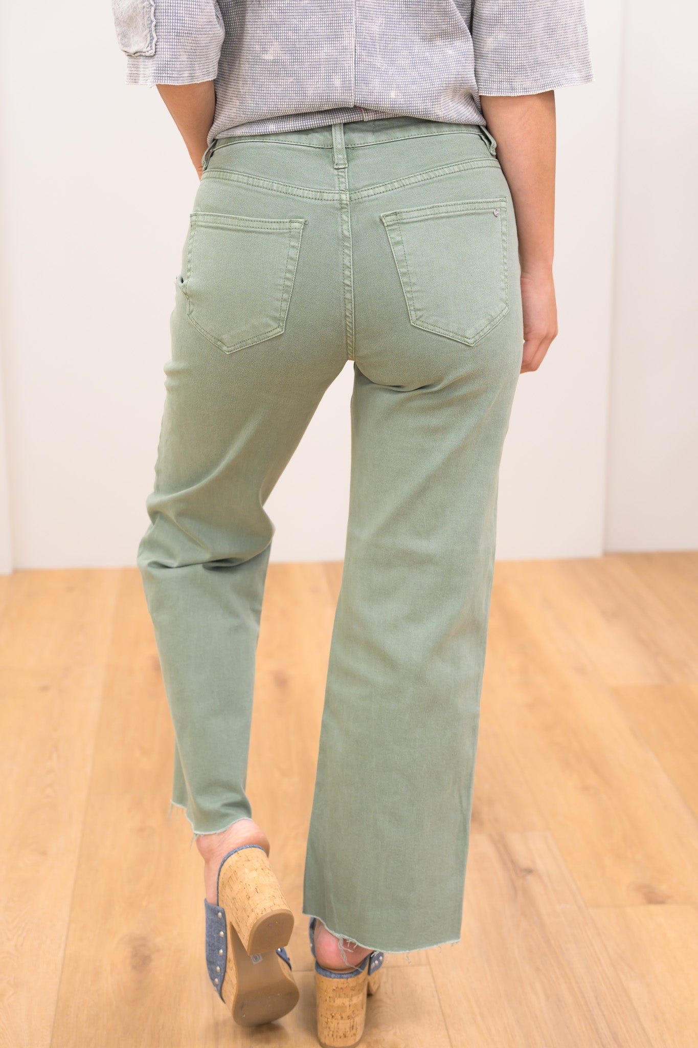 Mica Olive The Little Things High Rise Wide Leg Crop Jeans