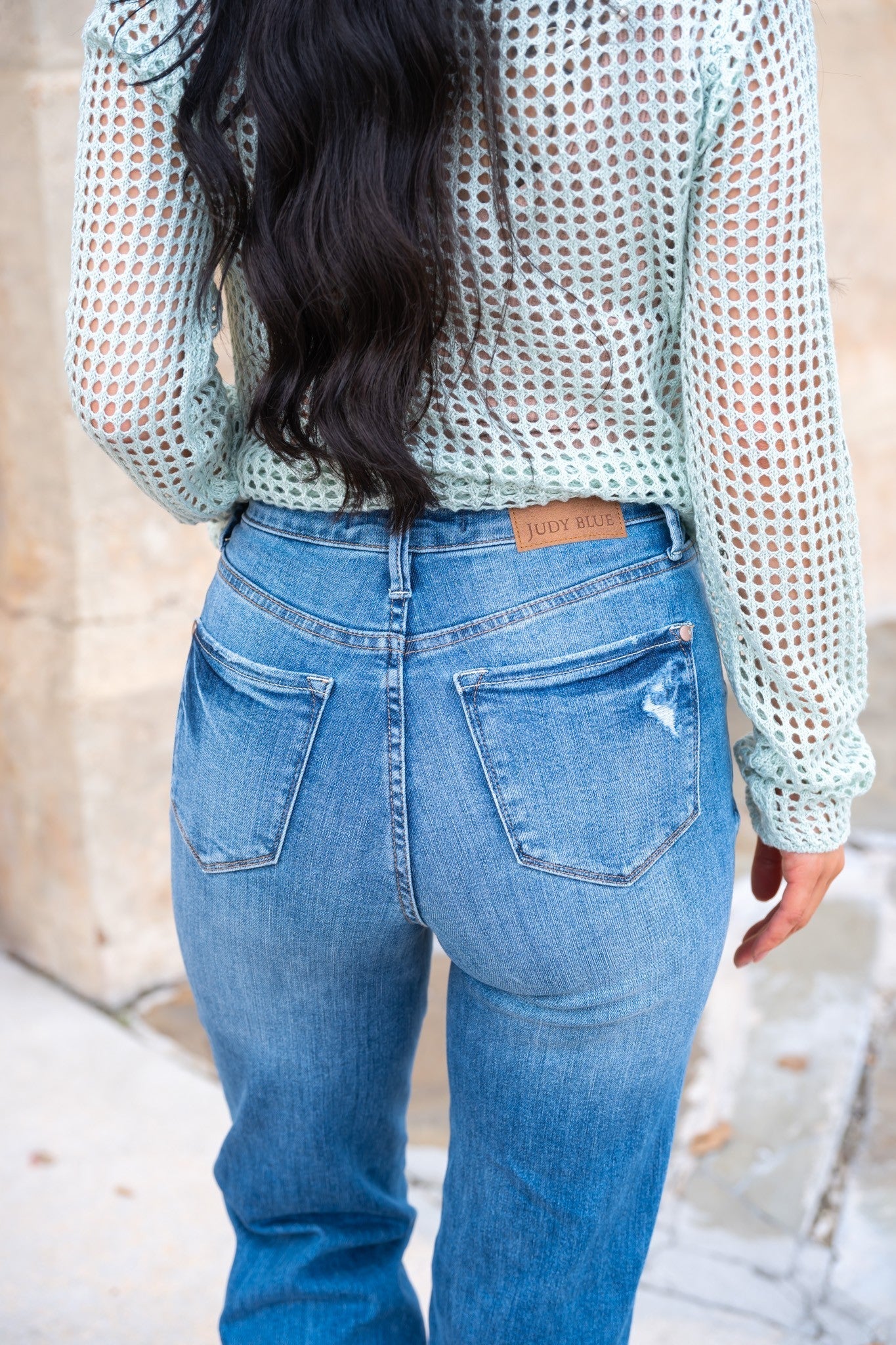 Judy Blue Walk In The Park High Rise Tummy Control Knee Destroy Straight Jeans
