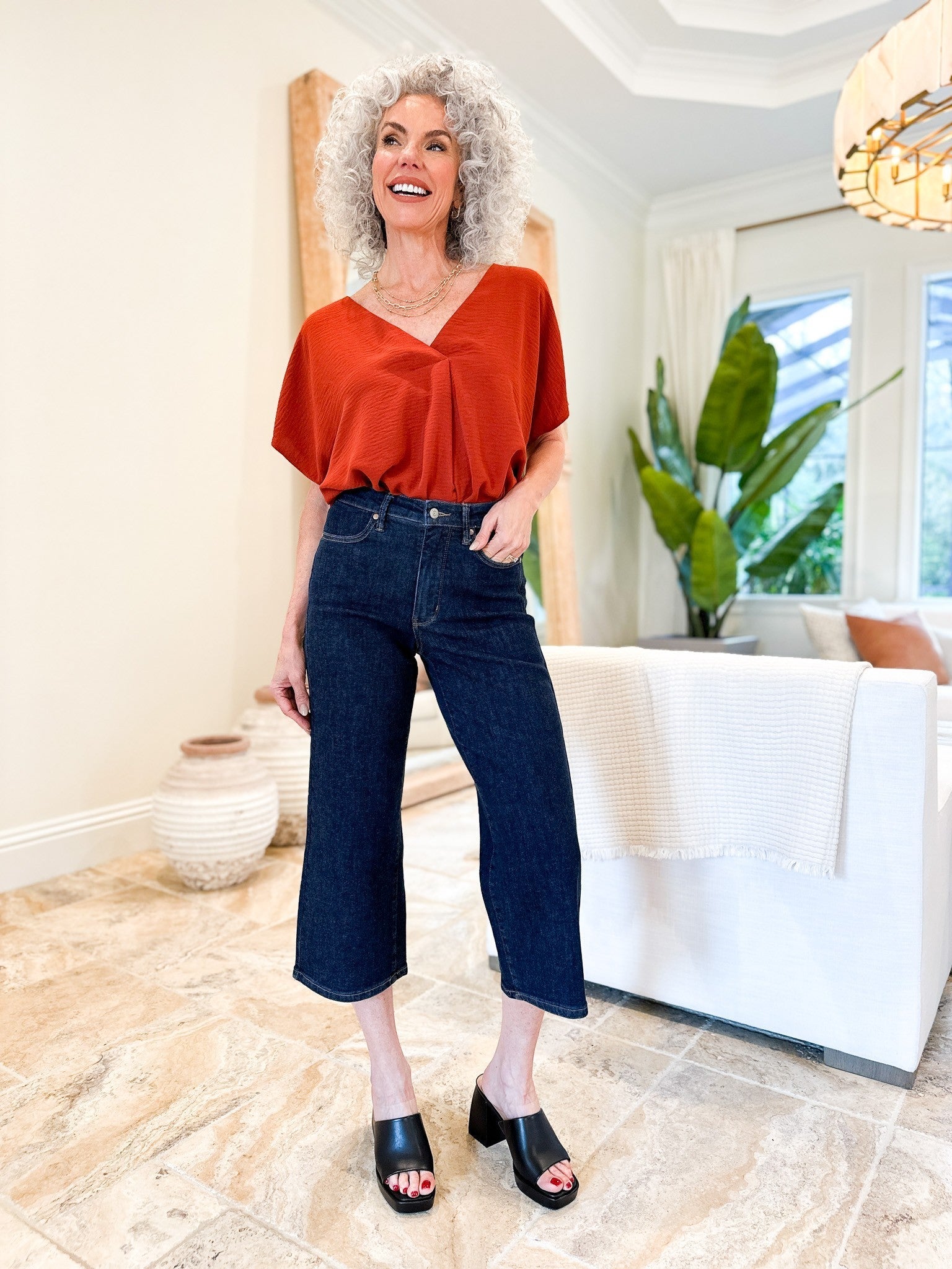 Judy Blue Cute As A Button High Rise Tummy Control Crop Wide Jeans