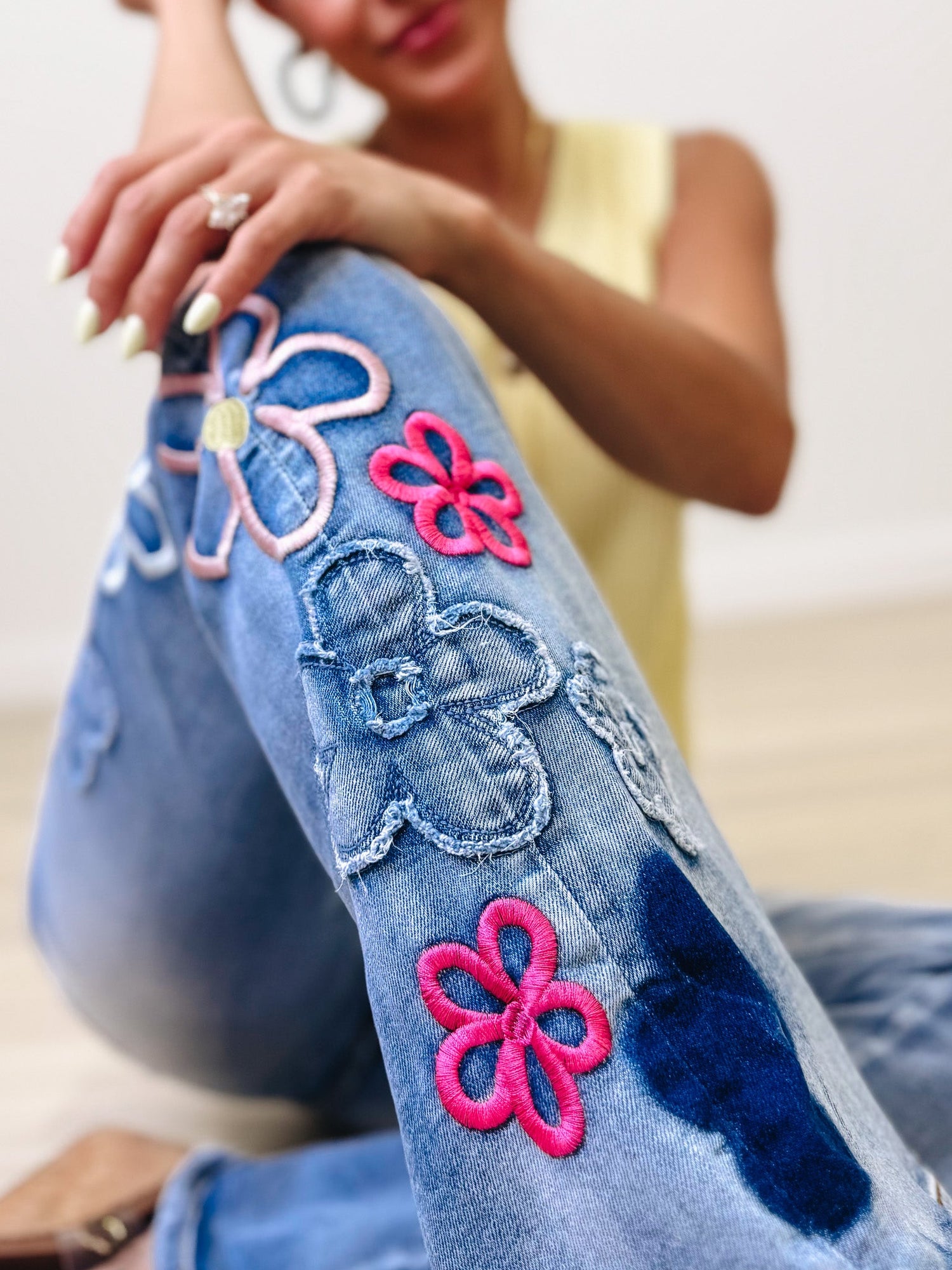 Daisy Dream By BAR Label Floral Jeans - Denim Pink