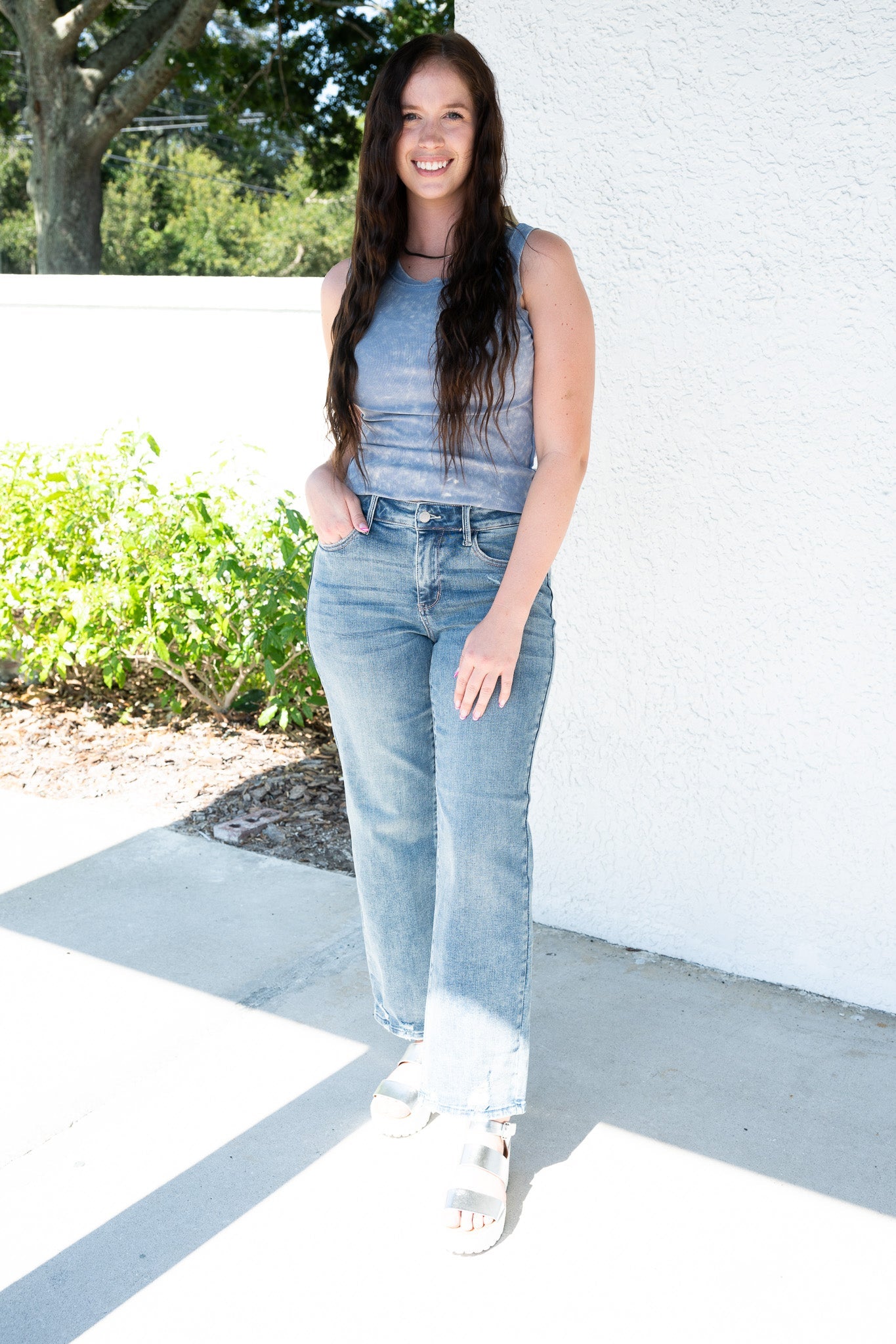 Judy Blue Lovin On Me Mid Rise Distressed Straight Jeans