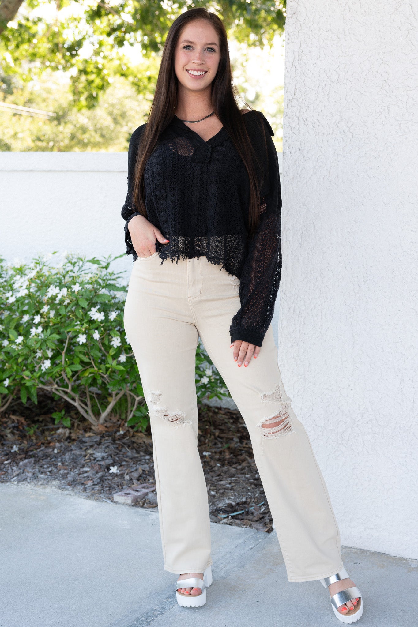 Judy Blue Uptown Funk High Rise Garment Dyed Distressed 90's Straight Jeans