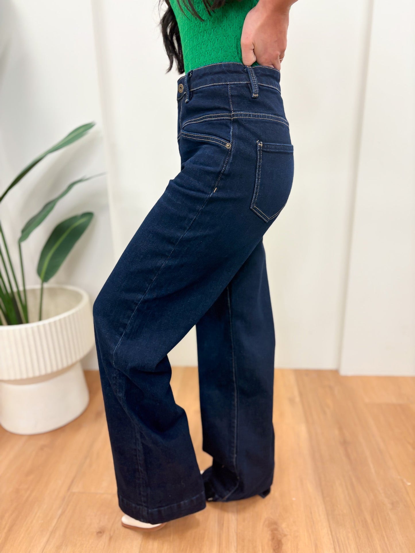 The Real Deal By Mica - High Rise Wide Leg Yoke Jeans
