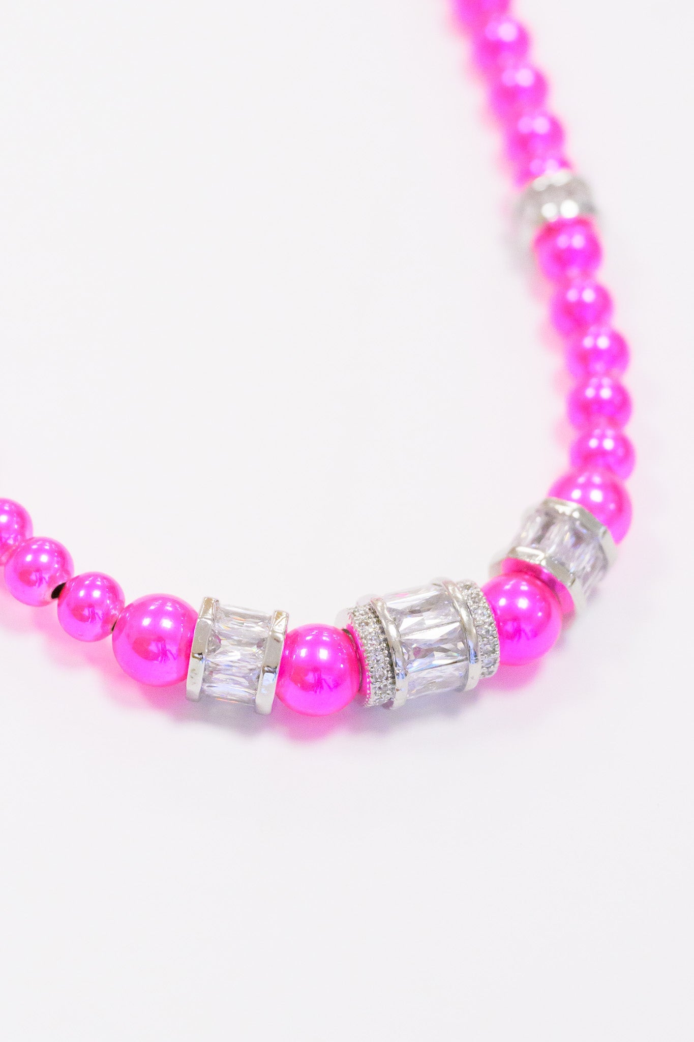 Let You Love Me Necklace - Silver Metallic Neon Pink