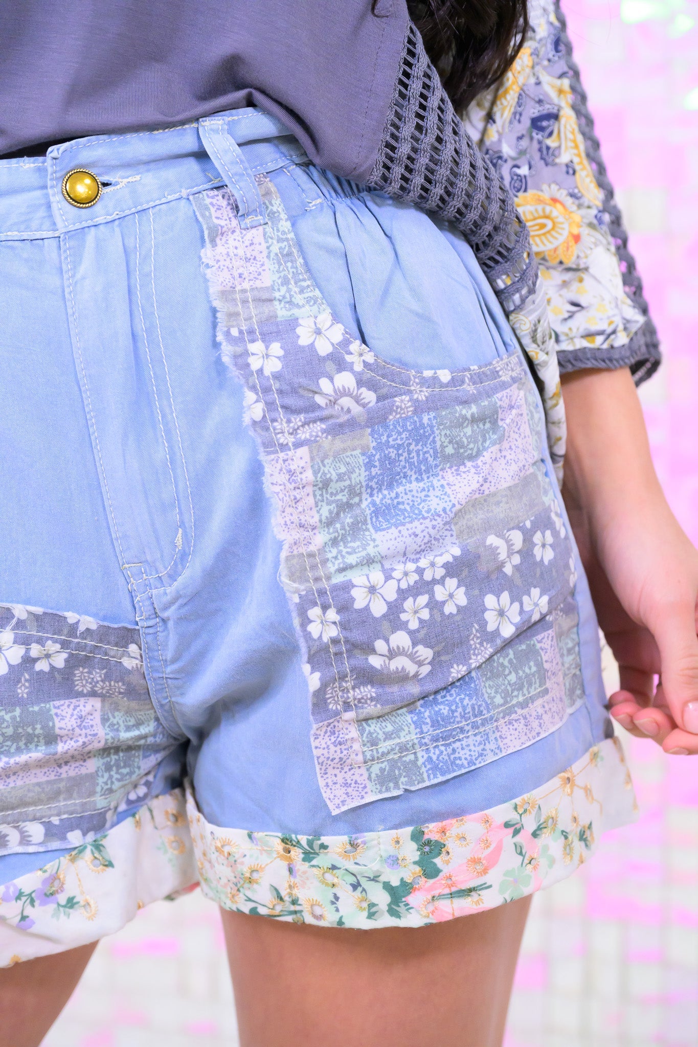 Such A Delight Patchwork Shorts - 4 Colors!