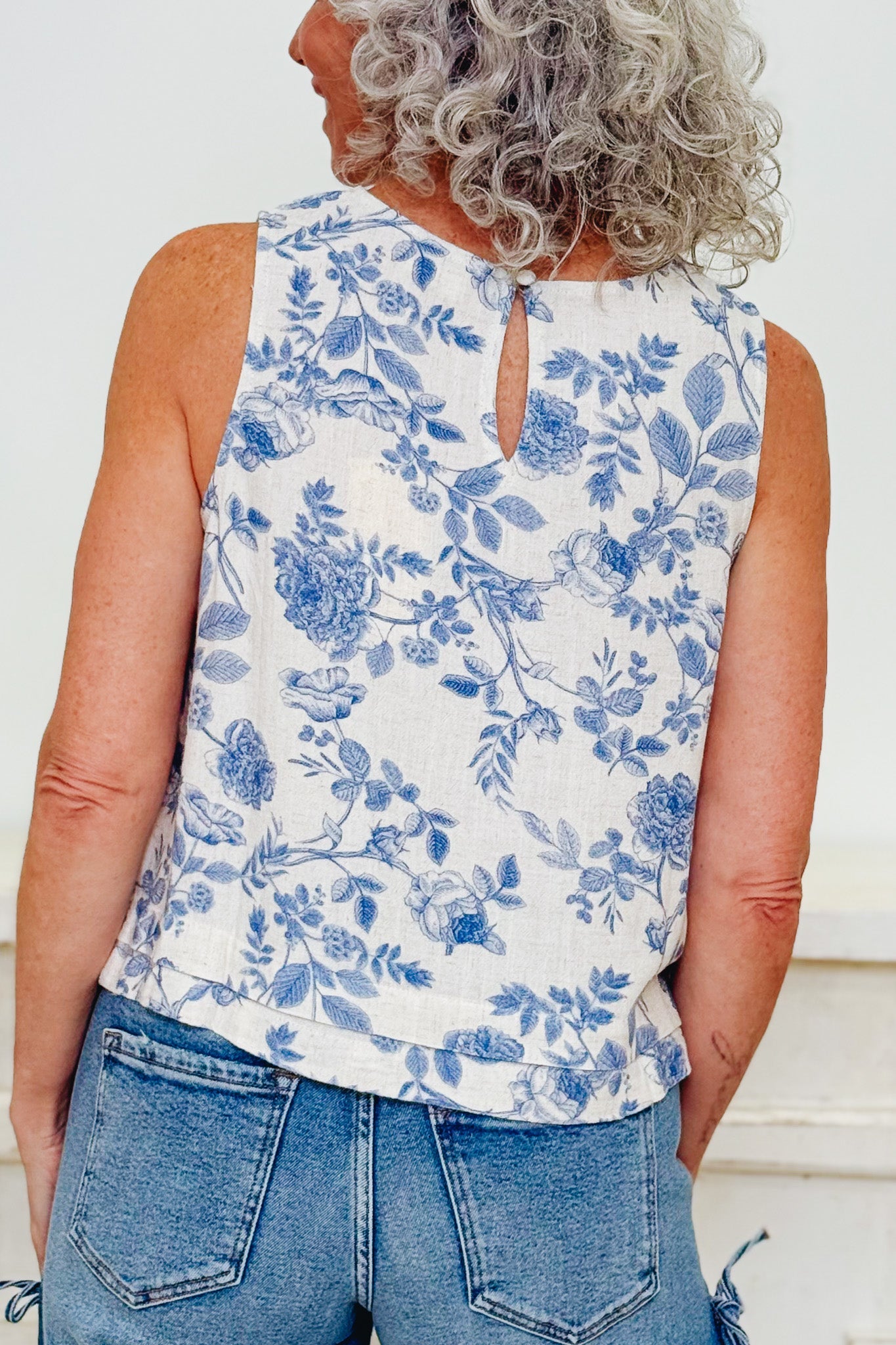 Field Of Passion Floral Top - Blue Blossom