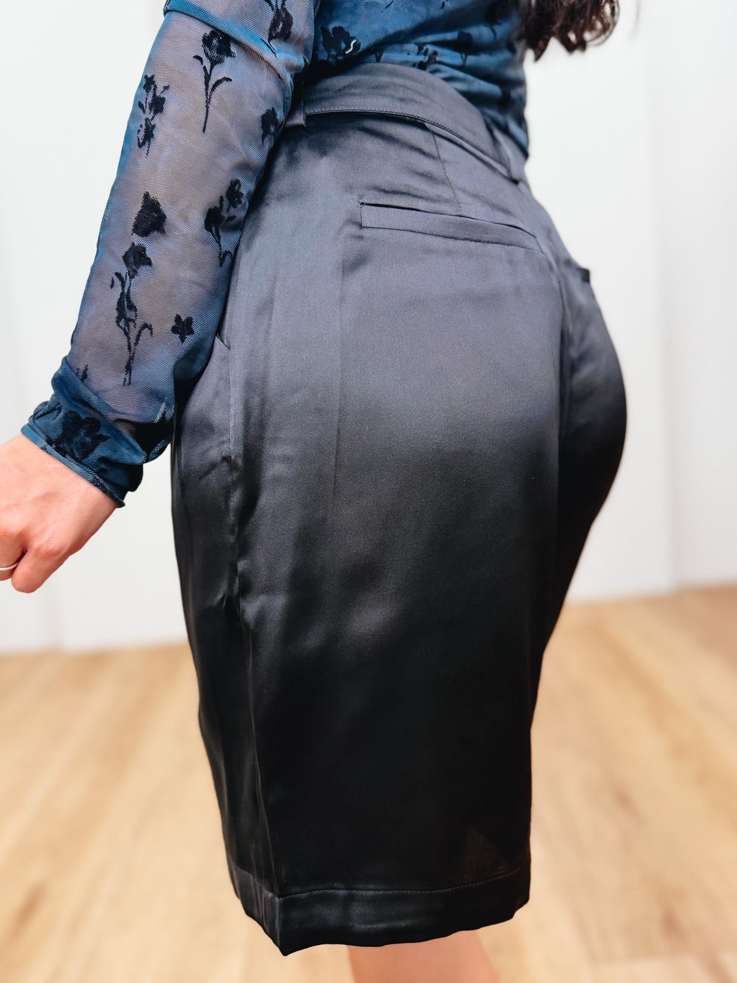 Satin Flow Pleated Shorts