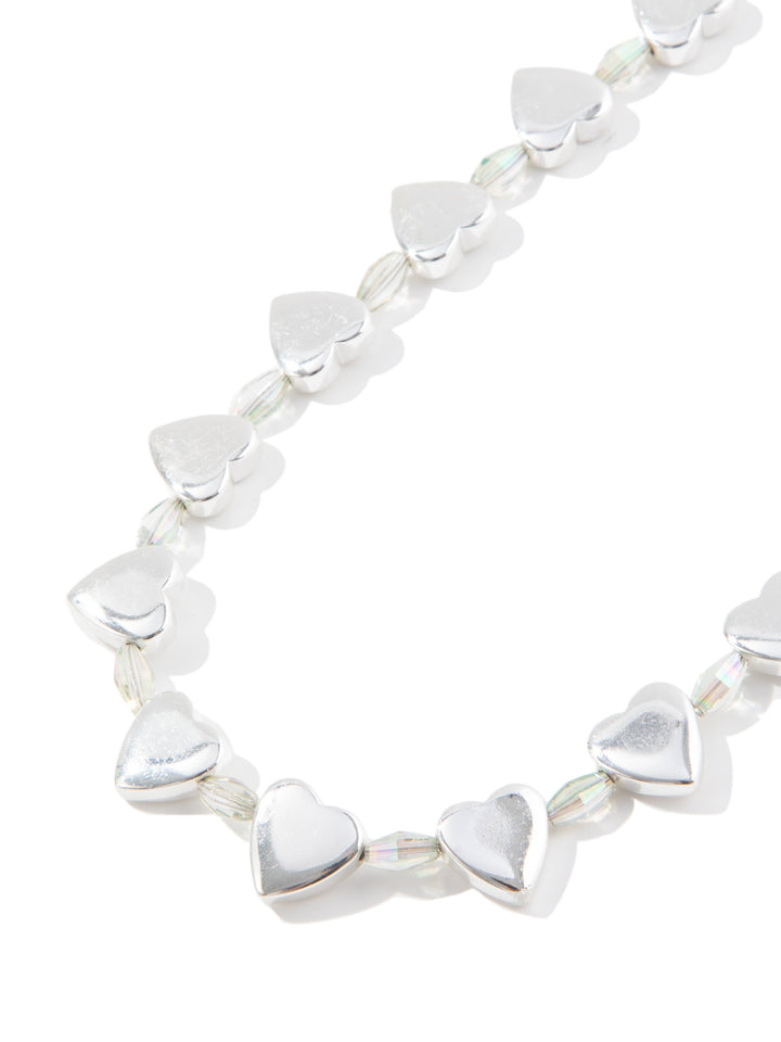 Hearts Of Light Necklace - Liquid Metallic Pearl White