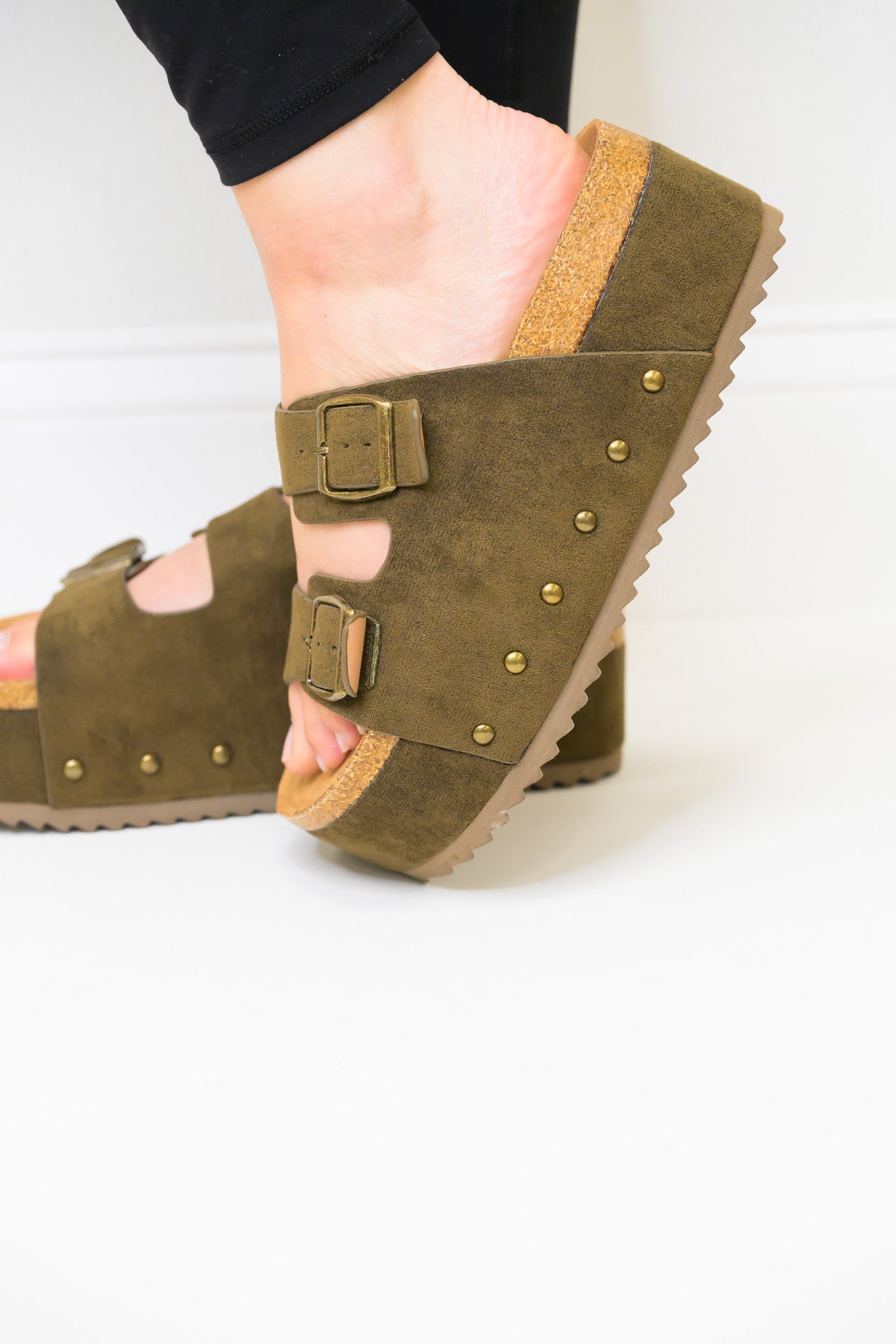 Corky's Wannabe Platform Sandals - Khaki Faux Suede
