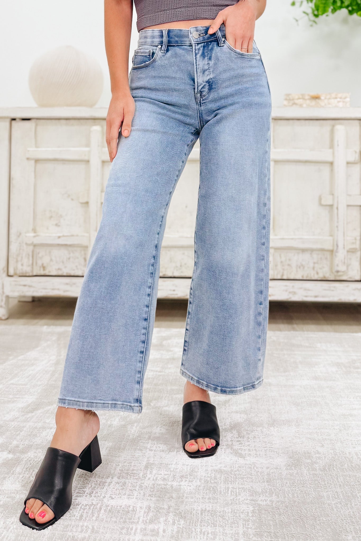 The Alice By Risen - High Rise Crop Wide Leg Jeans - Light