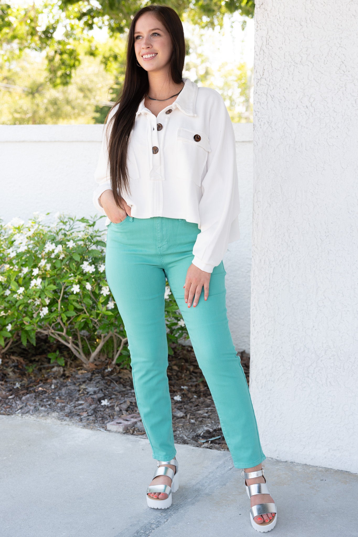 Judy Blue Line 'Em Up High Rise Garment Dyed Slim Jeans *JB