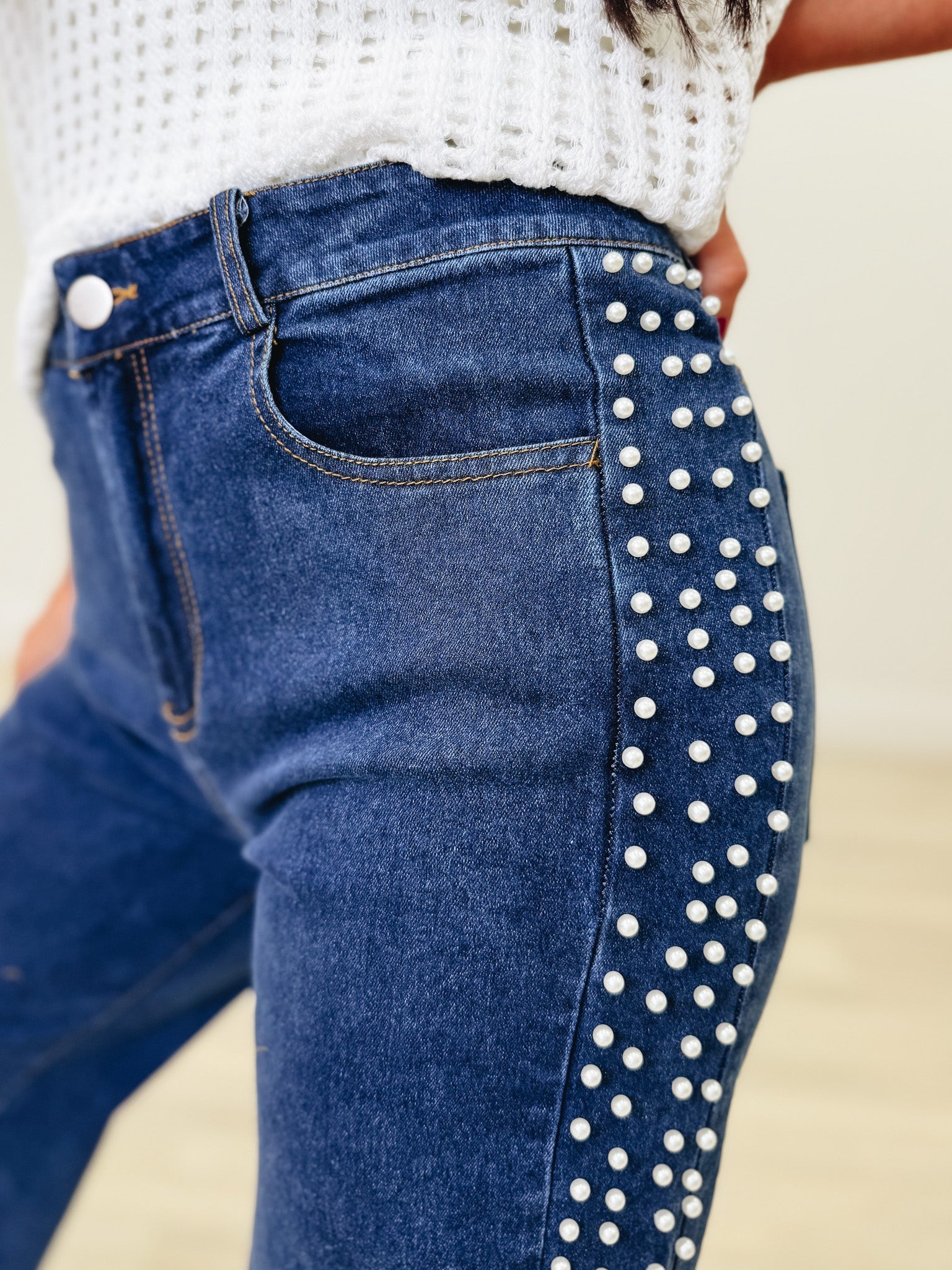 Pearl Pop By So Me - Mid Rise Flare Jeans - Dark Denim
