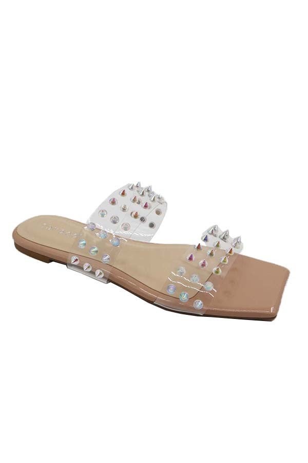 Block Studded Strap Slide Sandals - 2 Colors!