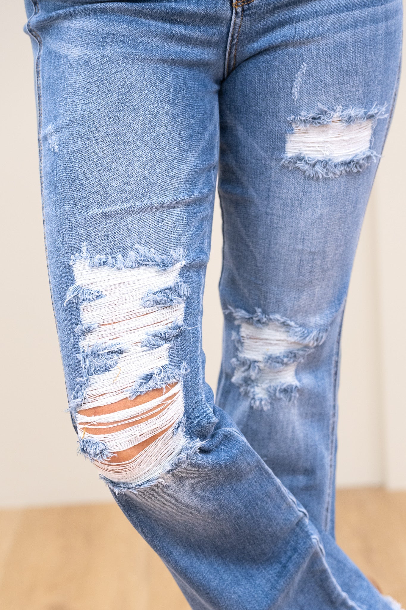Judy Blue Keep Holding On High Rise Distressed Frayed Hem Bootcut Jeans