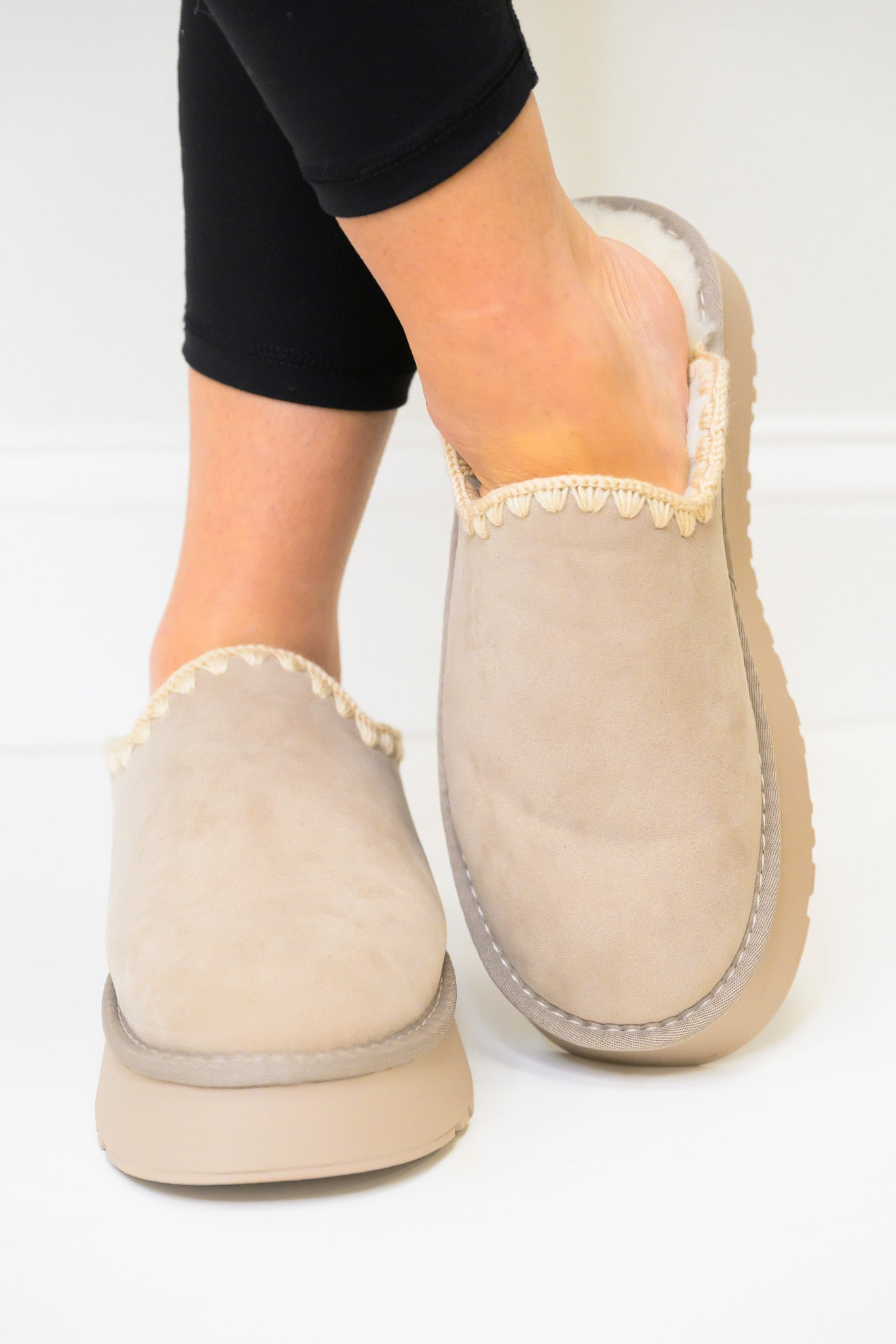 Biscotti Sherpa Platform Slip Ons - Light Grey