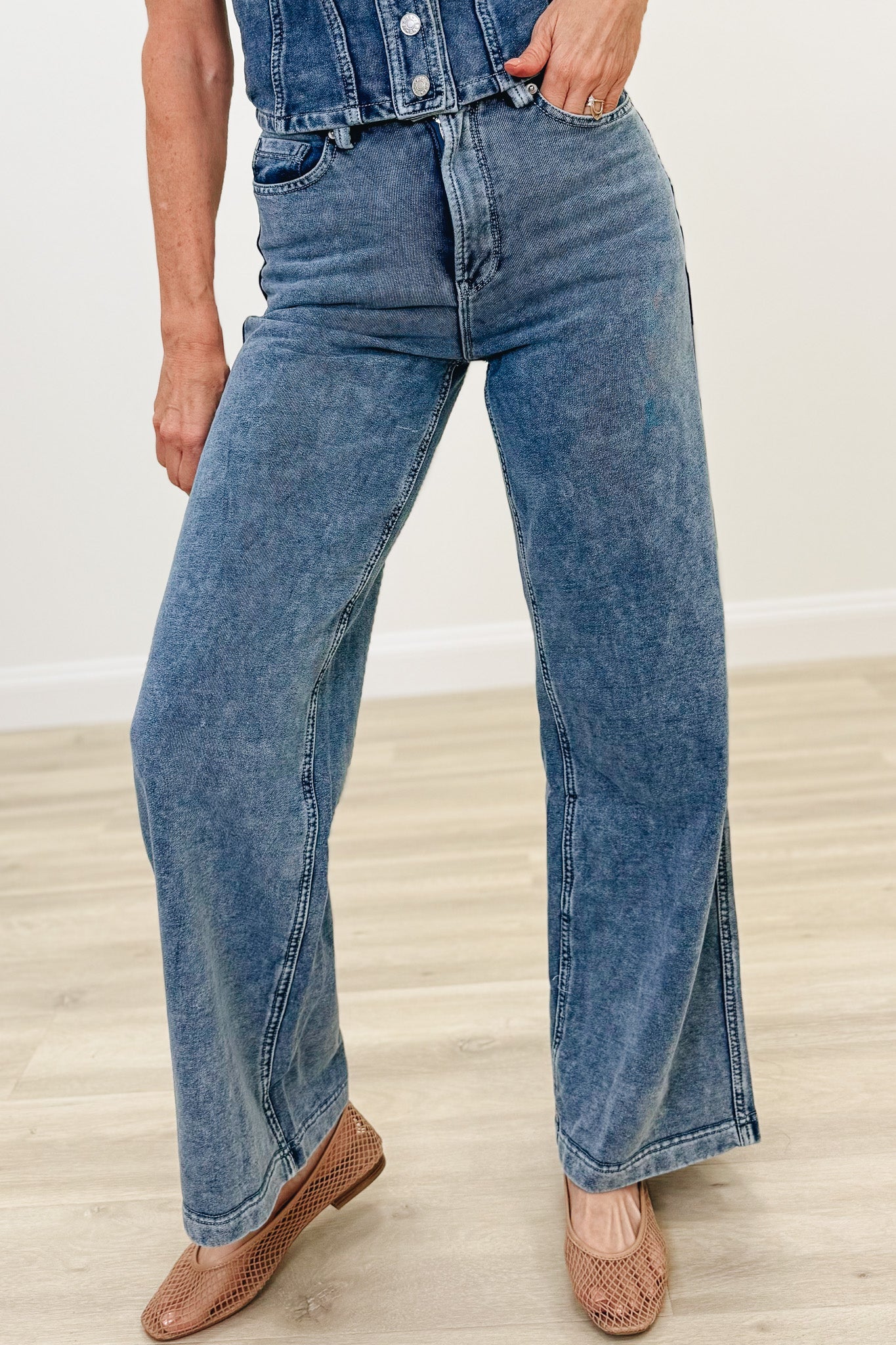 Buttoned & Bold By White Birch - High Rise Wide Leg Jeans - 2 Colors!