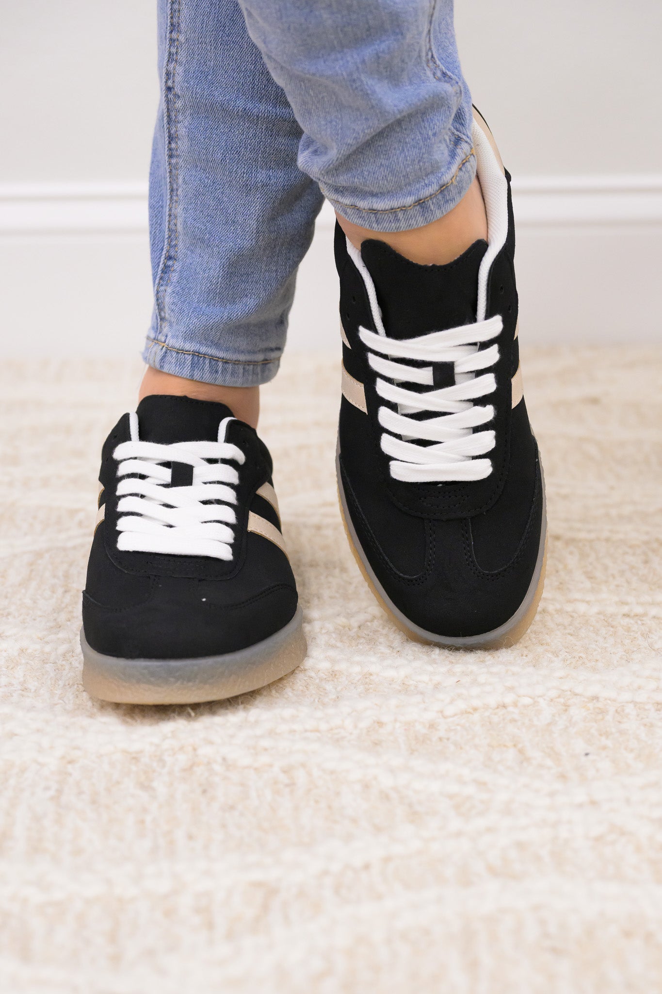 Christi Double Stripe Sneakers - Black