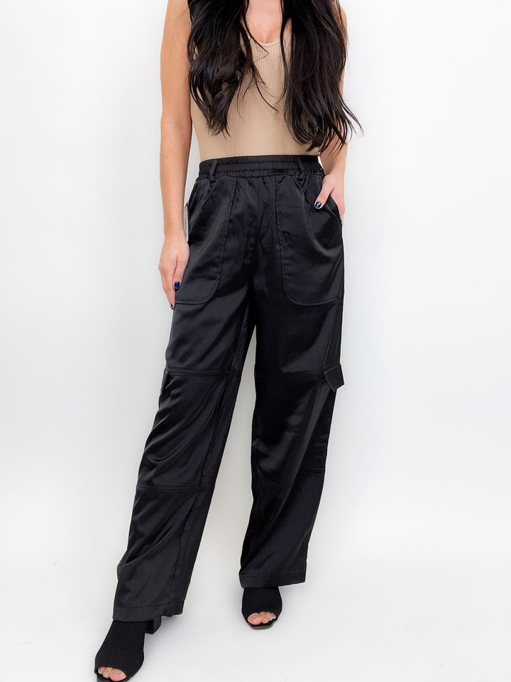 Classy Lady Satin Cargo Pants -2 Colors!