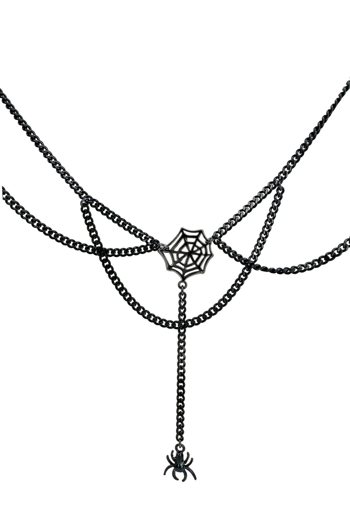 Charlotte's Web Necklace - Metallic Black