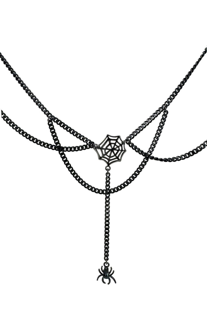 Charlotte's Web Necklace - Metallic Black