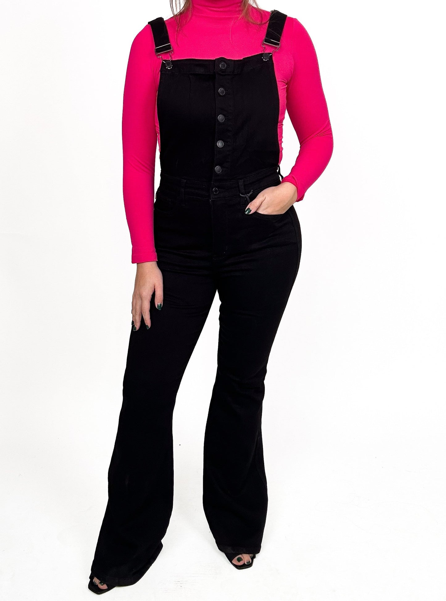 Judy Blue Talk To The Hand High Rise Tummy Control Overalls - Black
