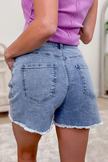 Heatwave By White Birch - Mid Rise Distressed Shorts - 4 Colors!