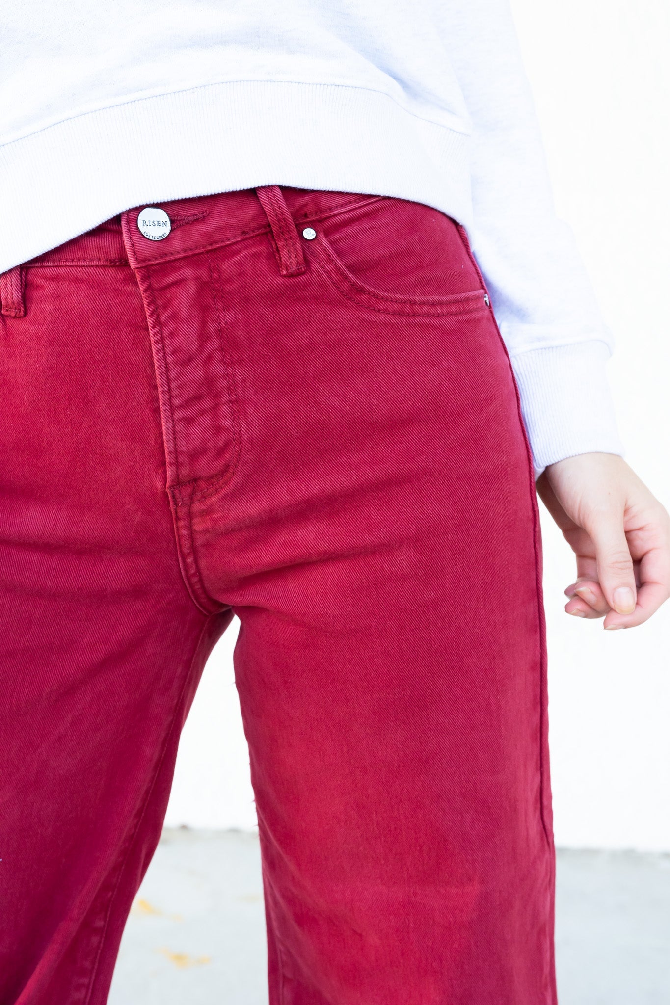 Pass The Wine By Risen - High Rise Tummy Control Crop Wide Leg Pants - Wine