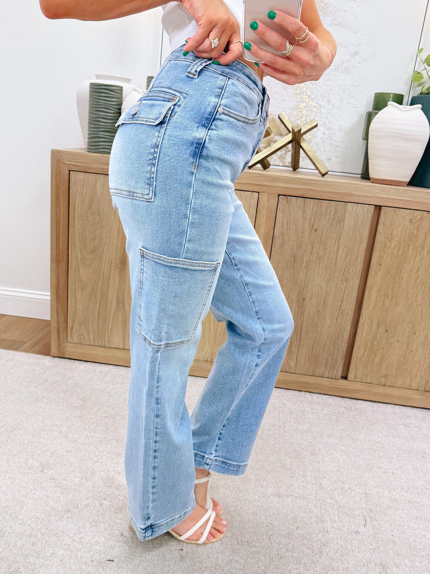 Jessica By Judy Blue - High Rise Cargo Wide Leg Jeans