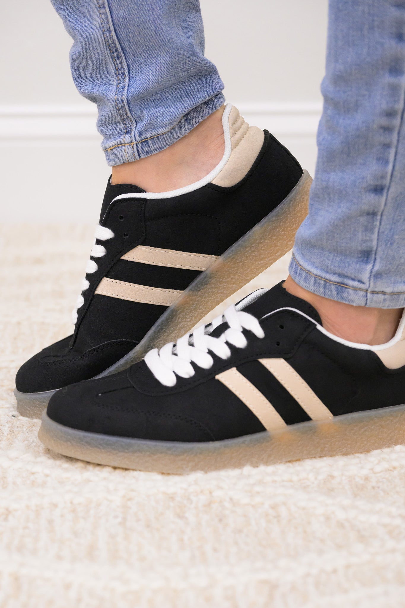 Christi Double Stripe Sneakers - Black