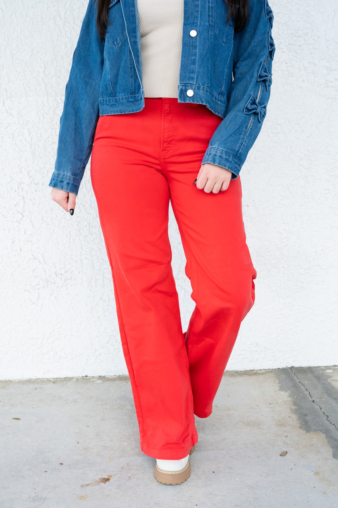 You're A Fireball By Risen - High Rise Tummy Control Wide Leg Pants - Fiesta