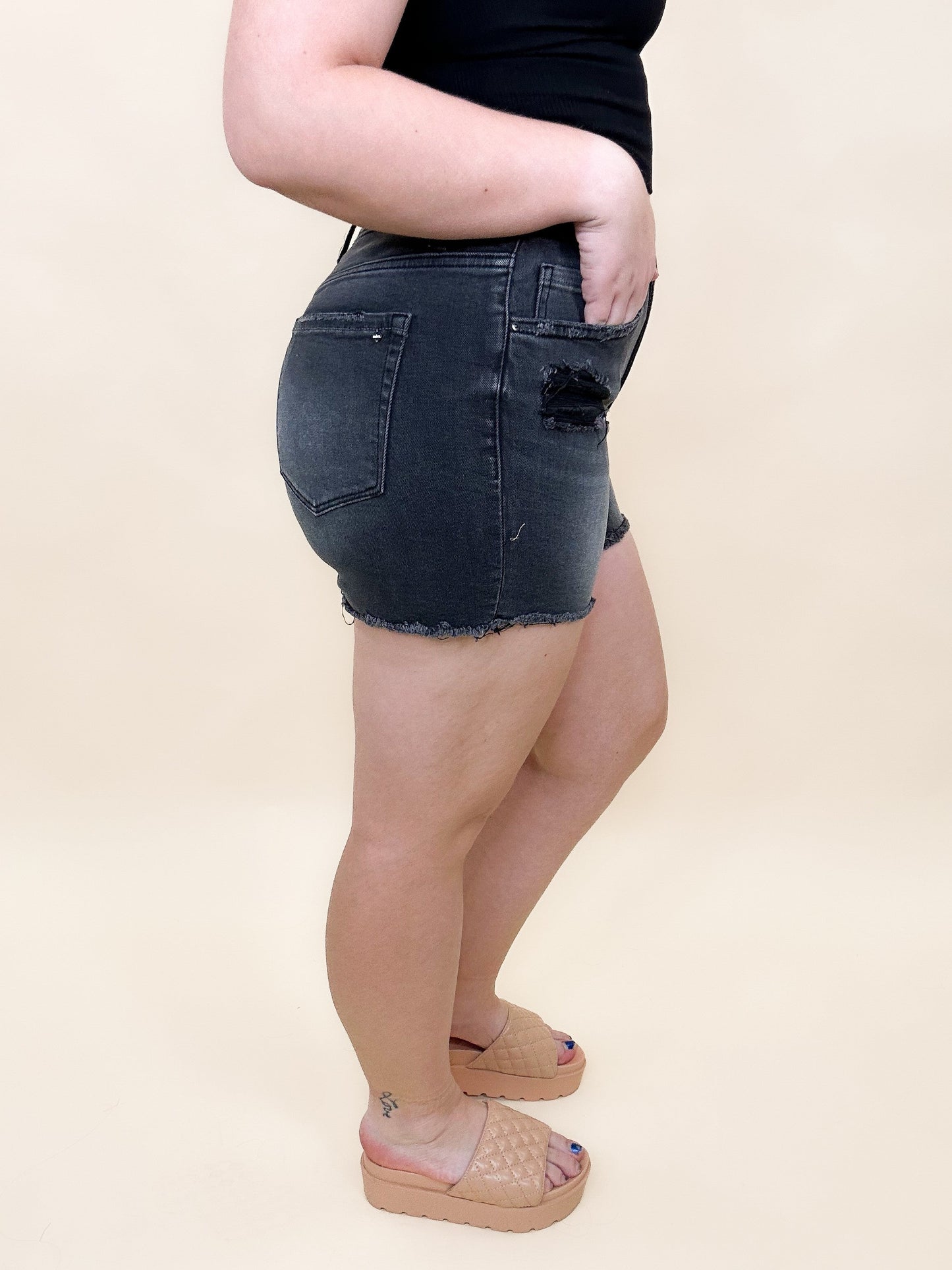 Torn Treasure By Mica Denim - High Rise Shorts