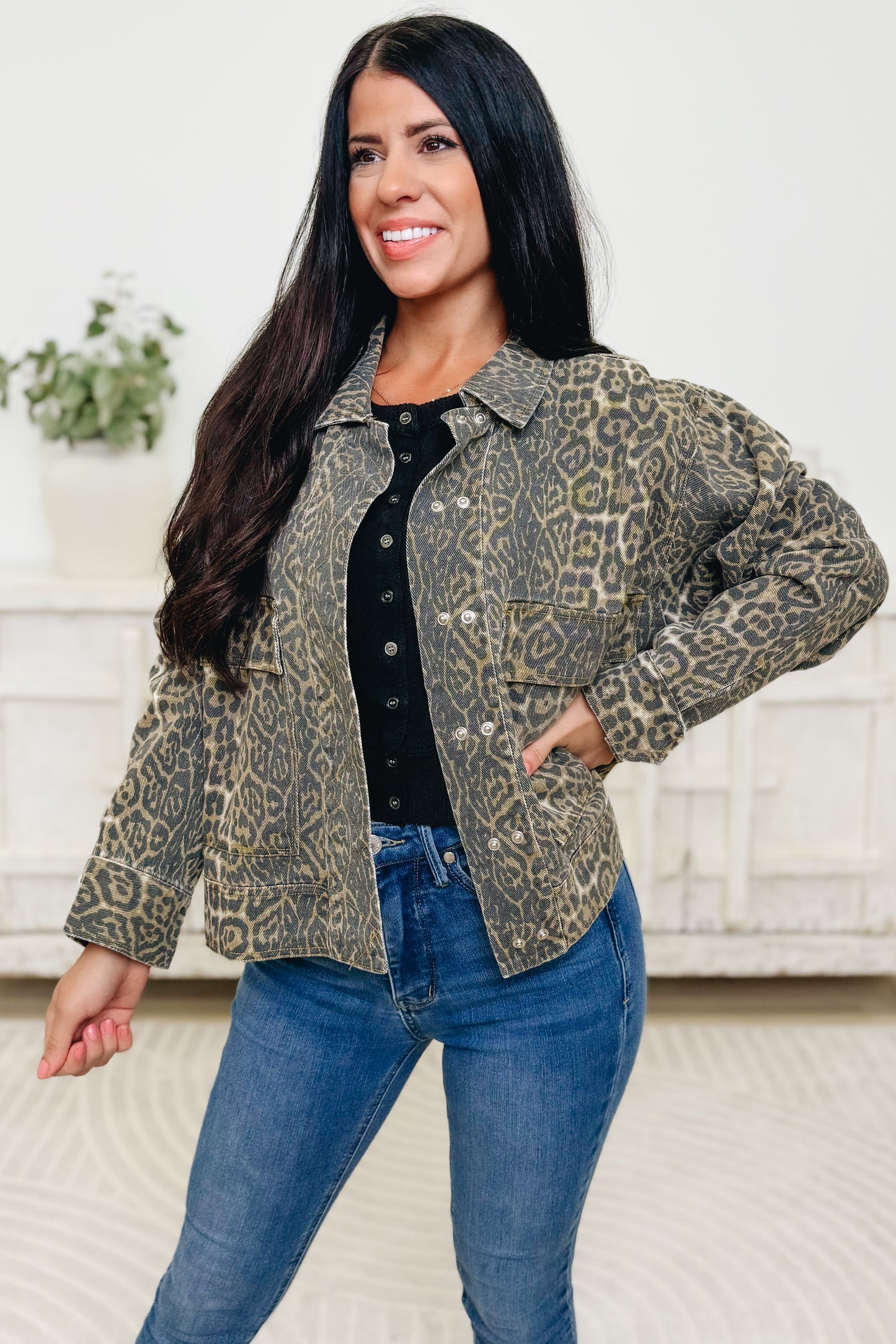 Mountain Top Views Leopard Jacket
