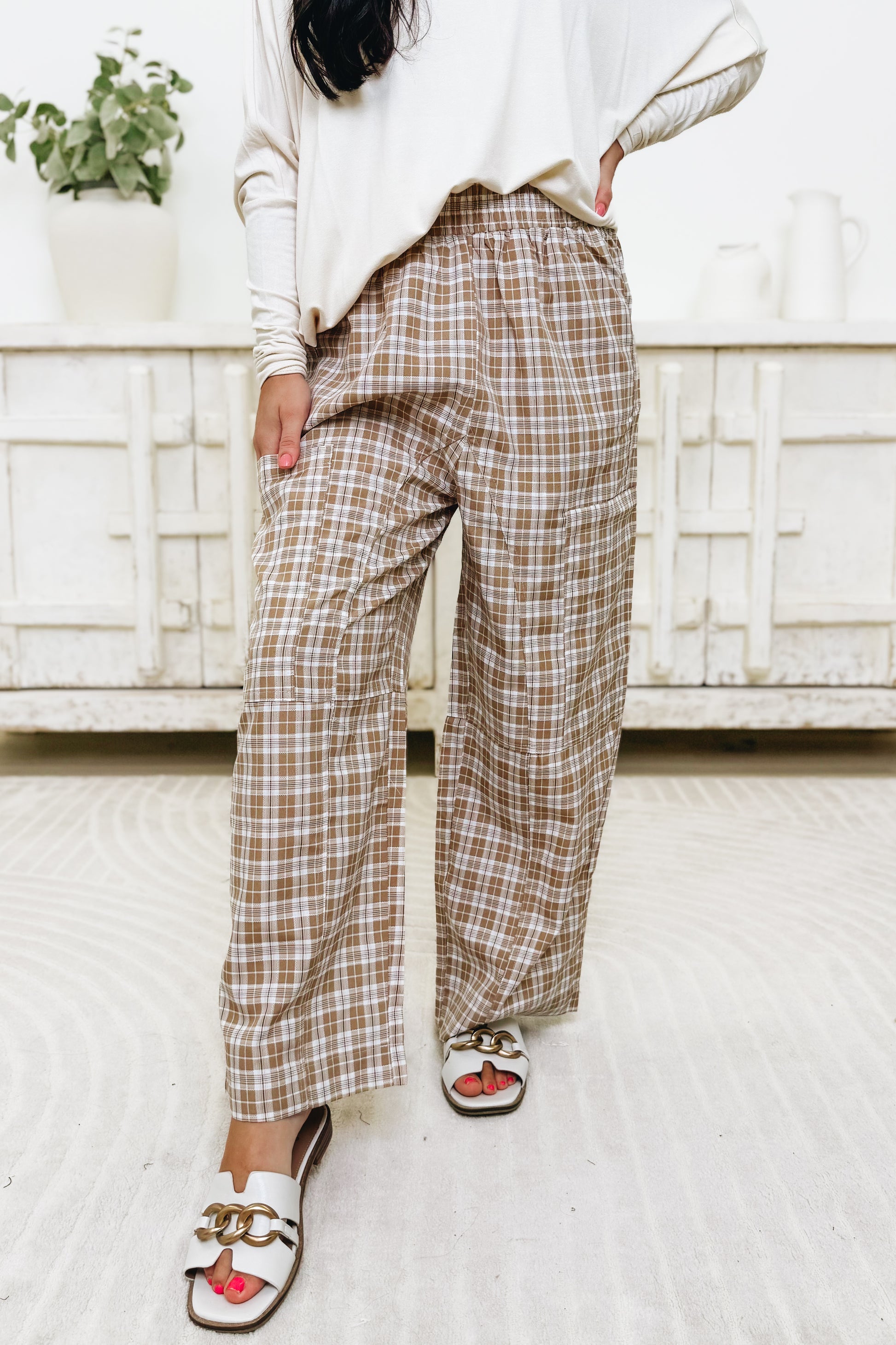 On The Move Checkered Plaid Pants - 2 Colors!