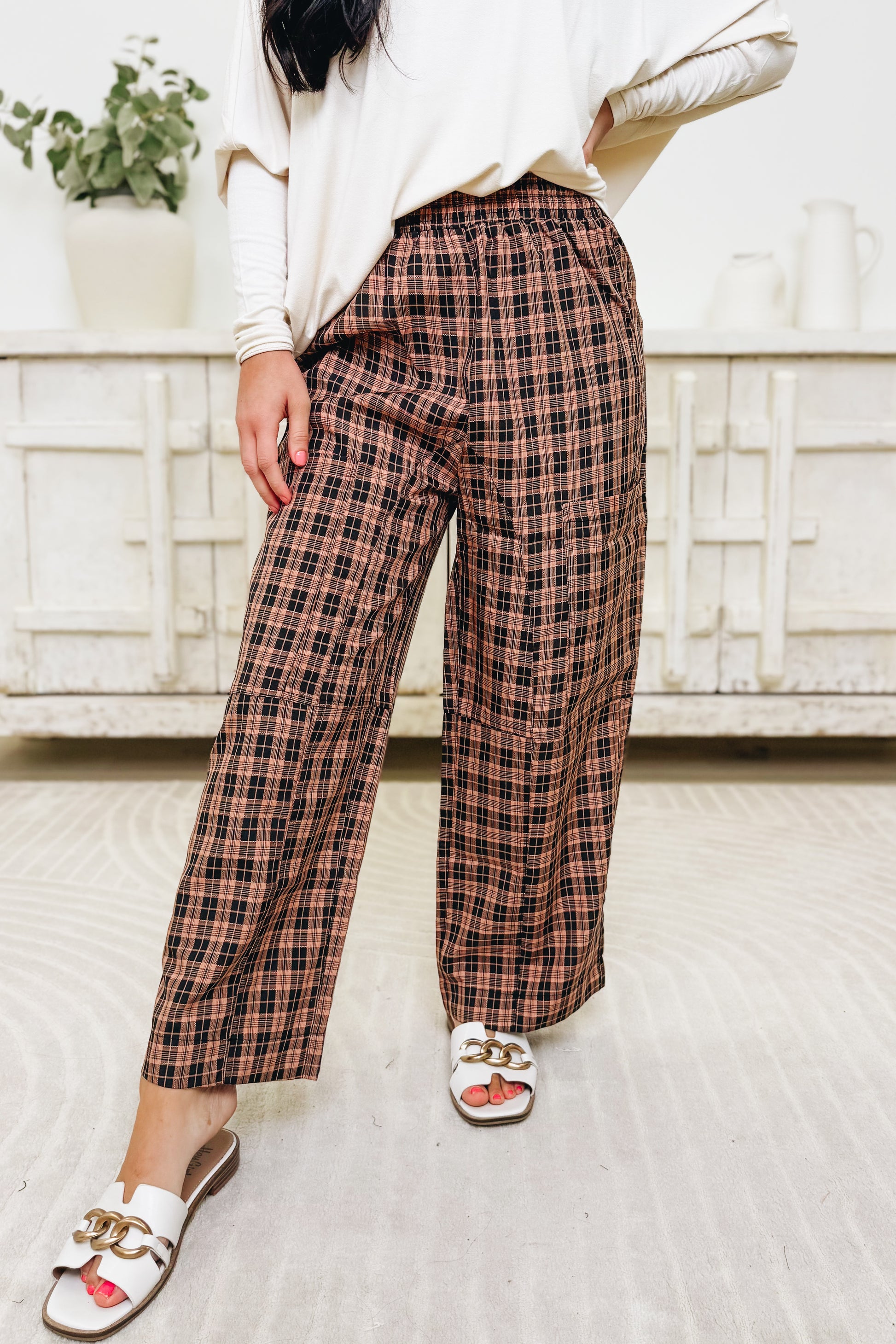 On The Move Checkered Plaid Pants - 2 Colors!