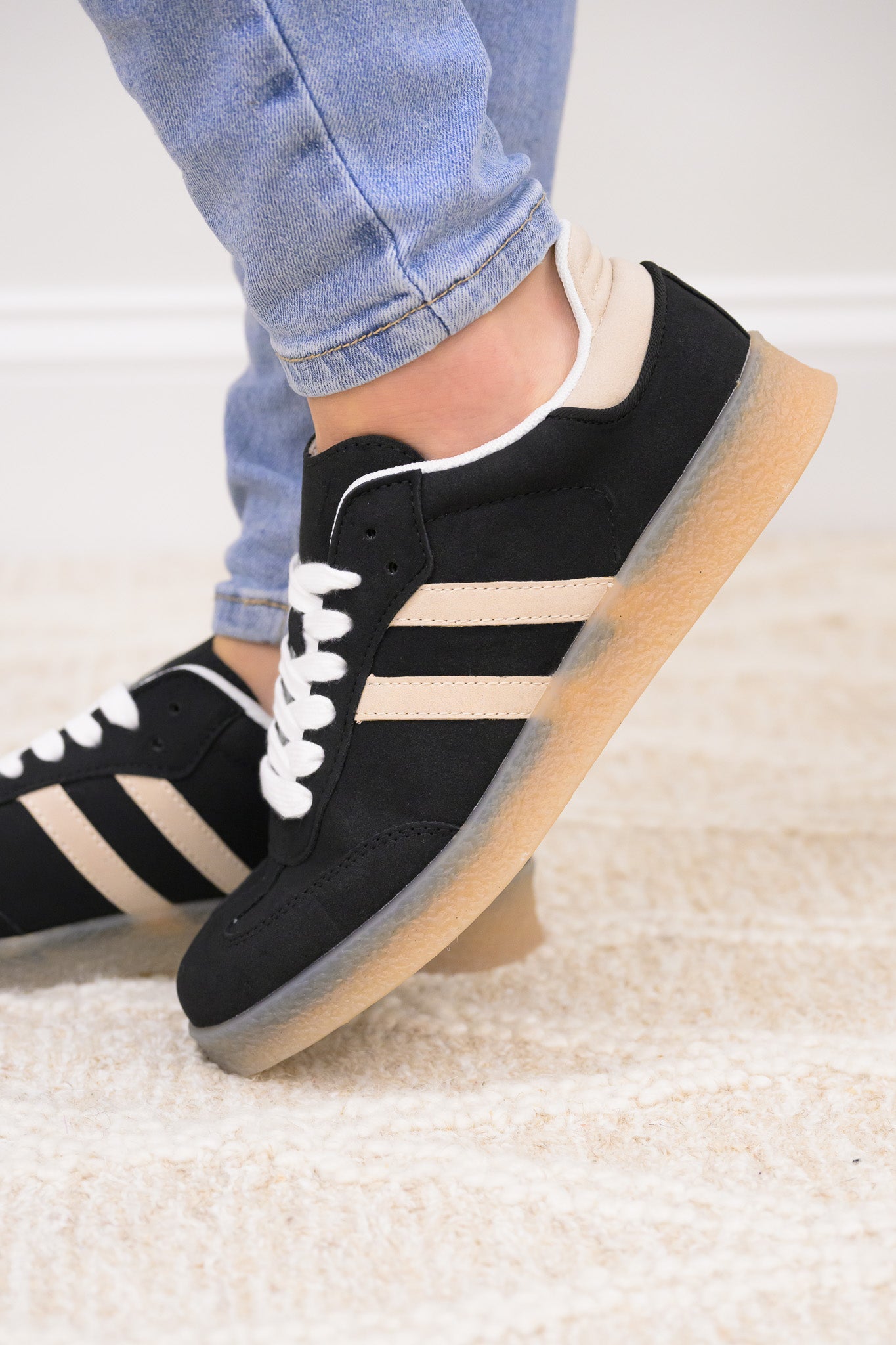 Christi Double Stripe Sneakers - Black
