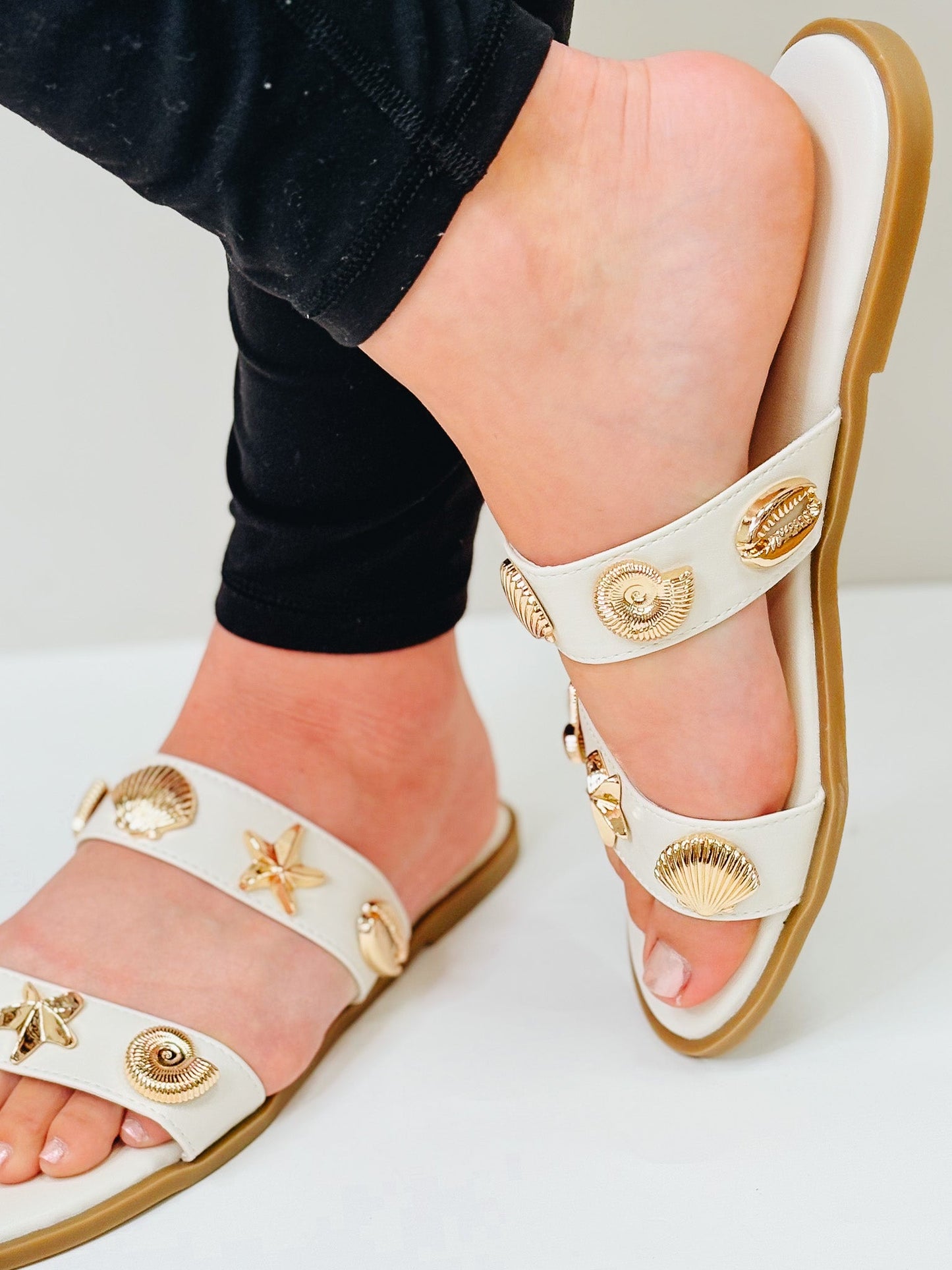 Bickley Dual Band Flat Sandals - Ivory
