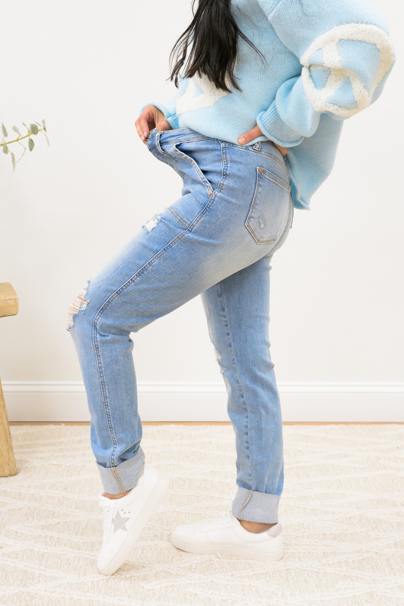 Globe Trotter By Judy Blue - High Rise Patch Pocket Destroy Boyfriend Jeans