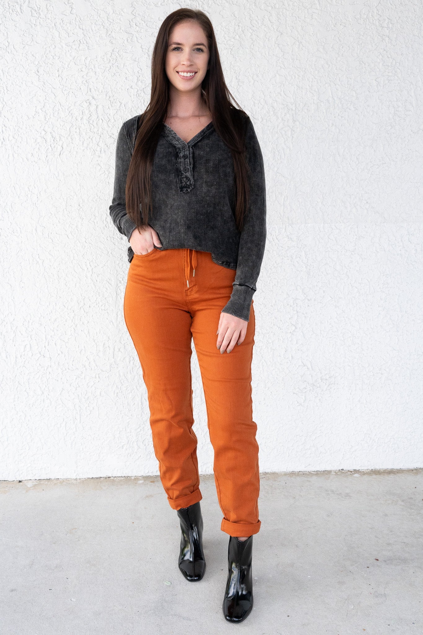 Icing On The Cake By Judy Blue - Auburn Orange Double Cuff Joggers