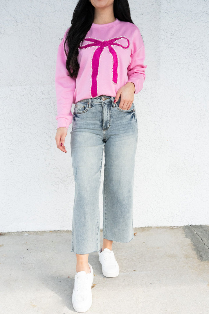 Hold On To This By Judy Blue - Mid Rise Tummy Control Crop Wide Leg Jeans