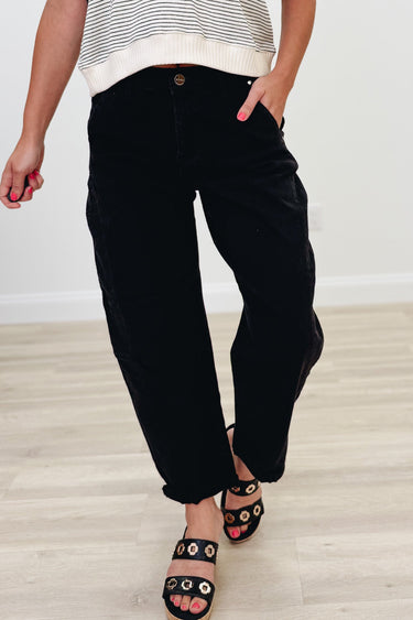 The Downtown By Risen - Relaxed Barrel Cuffed Jeans - Black
